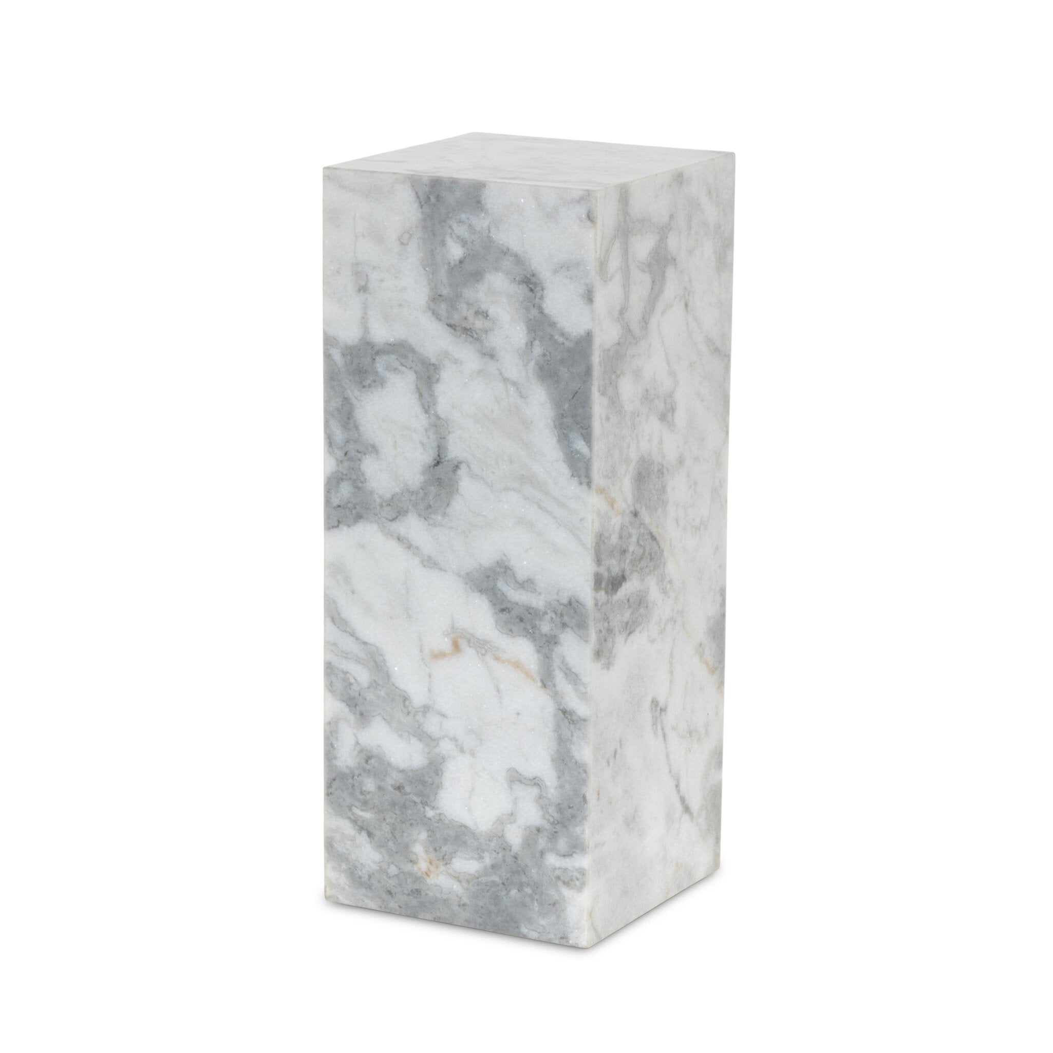 Modern Marble Pedestal - White & Grey Speckled Marble