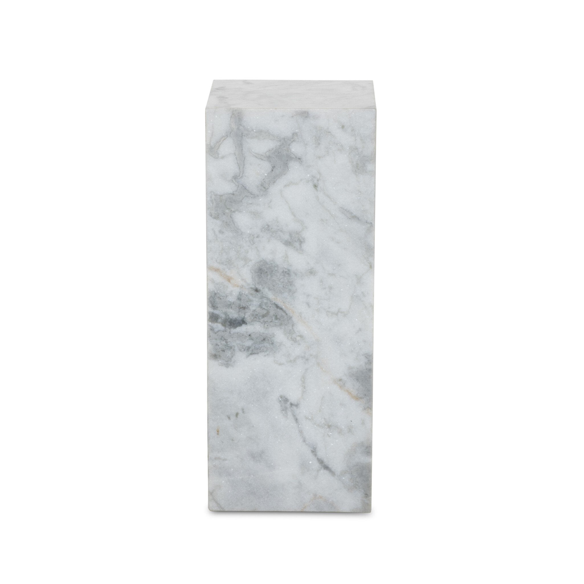 Modern Marble Pedestal - White & Grey Speckled Marble