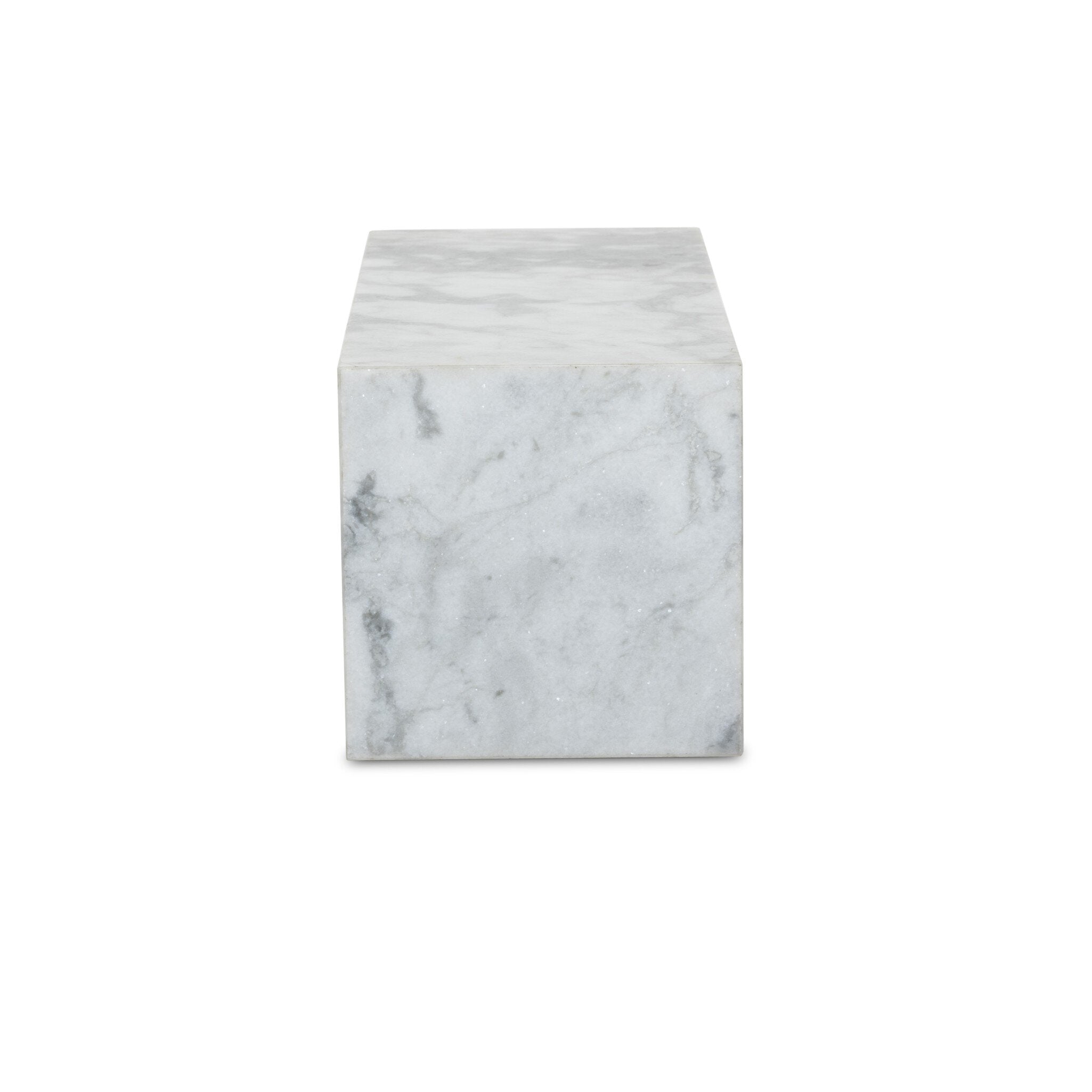 Modern Marble Pedestal - White & Grey Speckled Marble