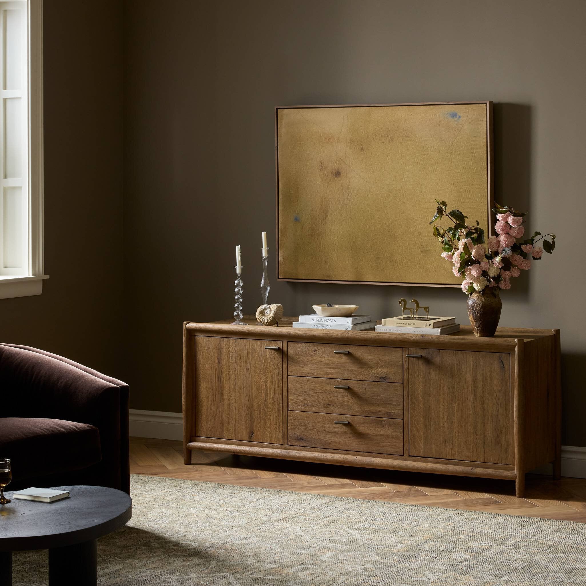Glenview Media Console - Weathered Oak Veneer