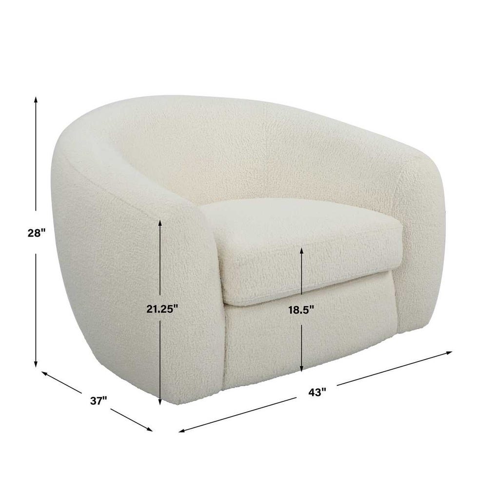 Uttermost Capra Art Deco White Swivel Chair