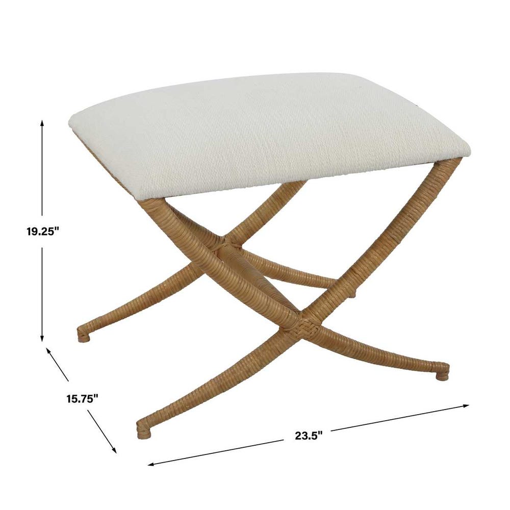 Uttermost Expedition White Fabric Small Bench