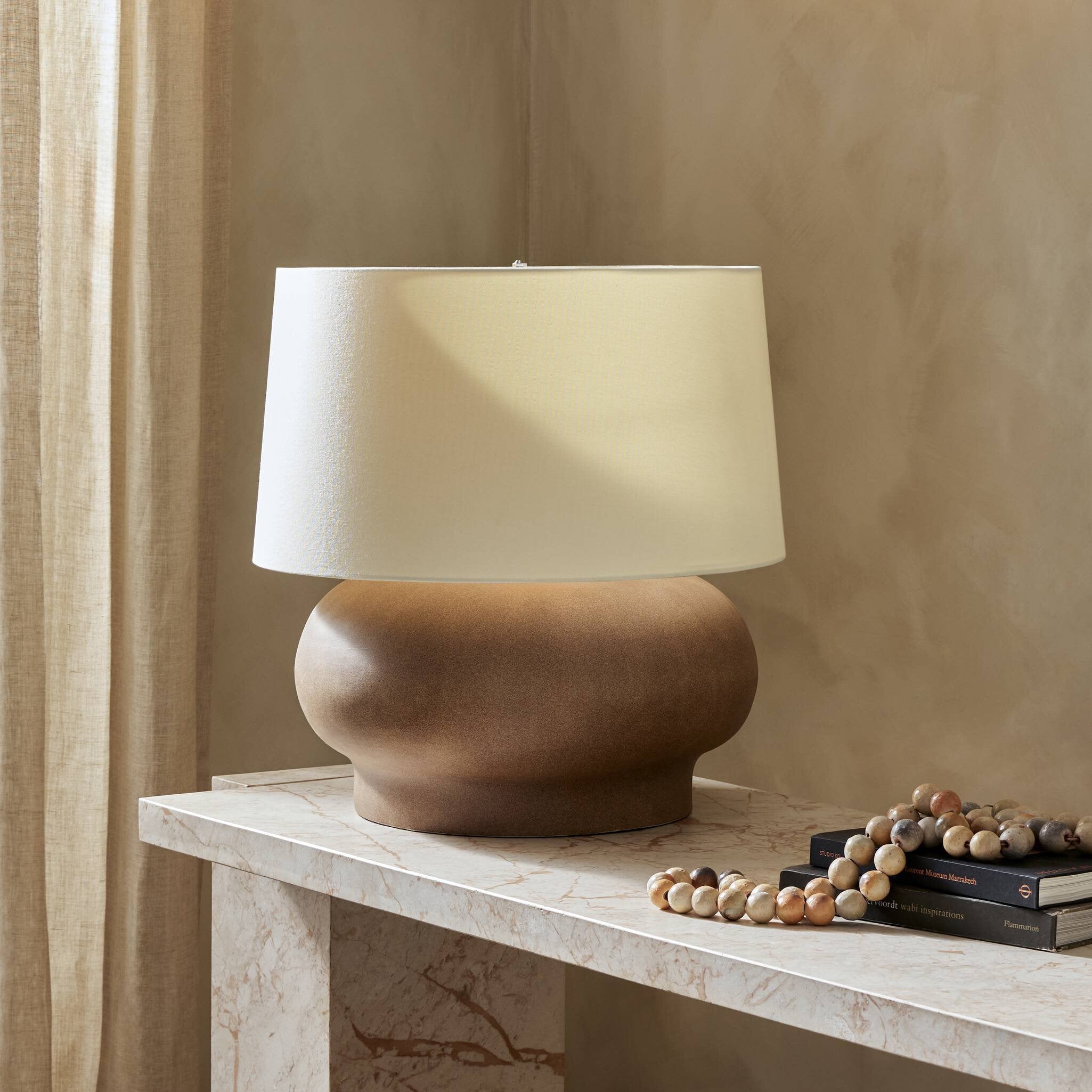 Four Hands Kragen Table Lamp Textured Matte Black Porcelain