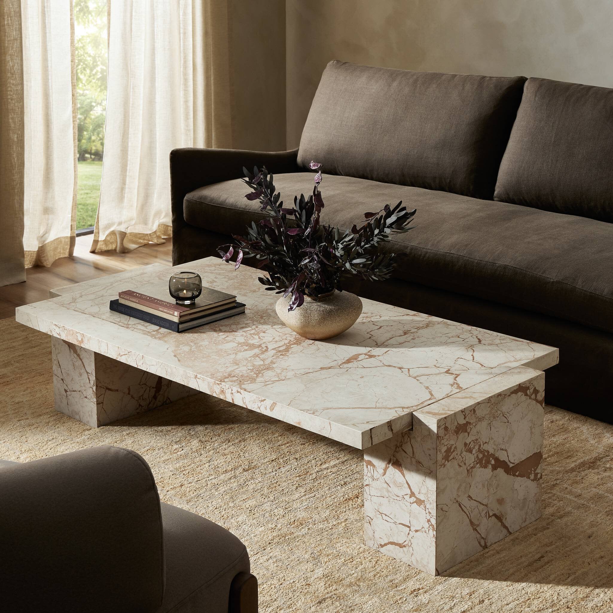 Romano Coffee Table - Desert Taupe Marble Coffee Tables Four Hands     Coffee Tables,https://www.oldbonesco.com,Mid Century Furniture, Furniture Sale, Old Bones Co, Mid Century Sale, Four Hands Furniture, Sale,Gus, Sale,Perigold Romano Coffee Table - Desert Taupe Marble Coffee Tables Sale, Perigold Sale Romano Coffee Table - Desert Taupe Marble,Romano Coffee Table - Desert Taupe Marble Lulu and Georgia,Burke Decor Sale Romano Coffee Table - Desert Taupe Marble, open box furniture,Open Box Romano Coffee Tabl