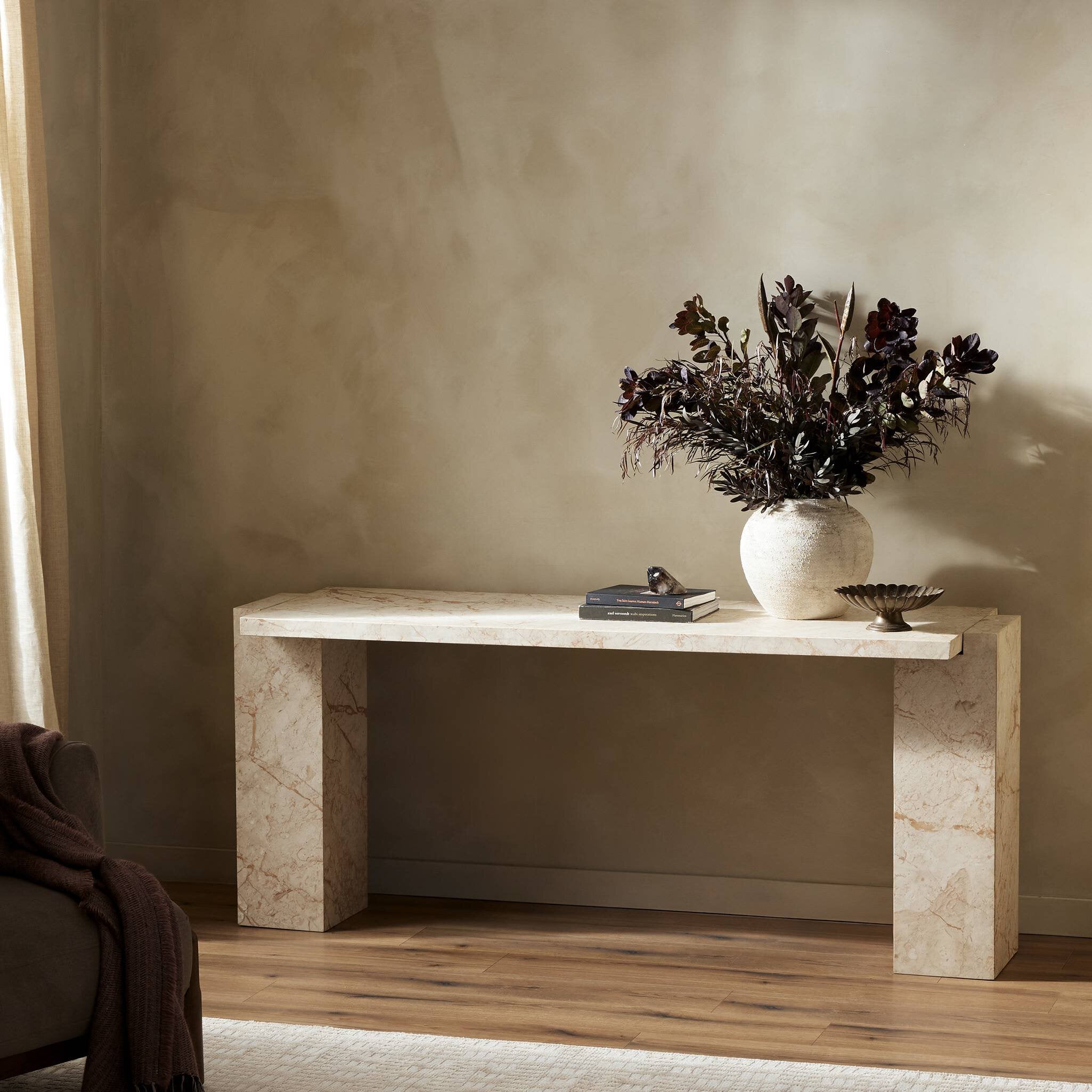 Romano Console Table Desert Taupe Marble Four Hands