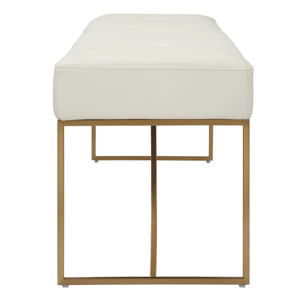 Uttermost Swale Ivory Leather Bench