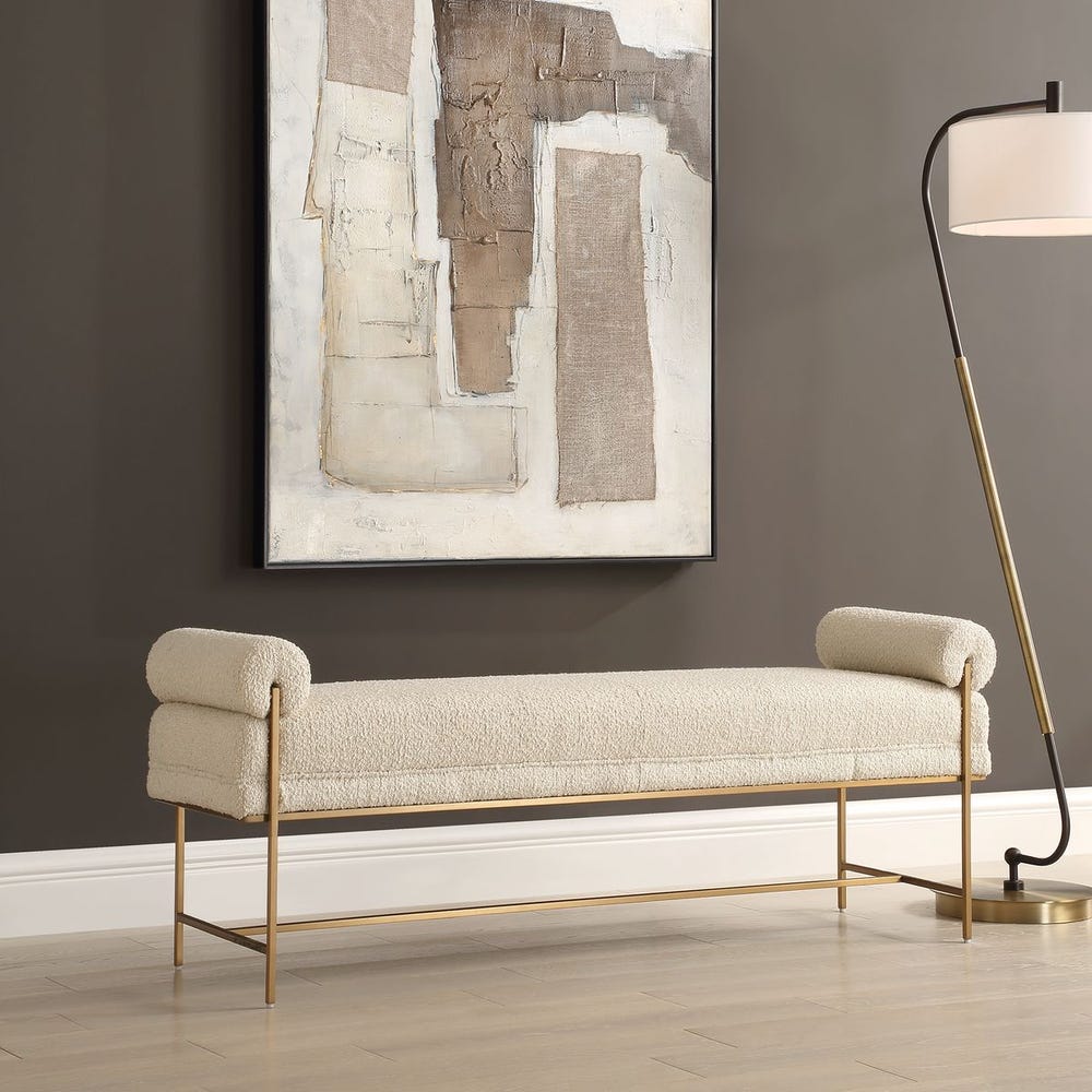 Uttermost Bolster Pearl White Bench