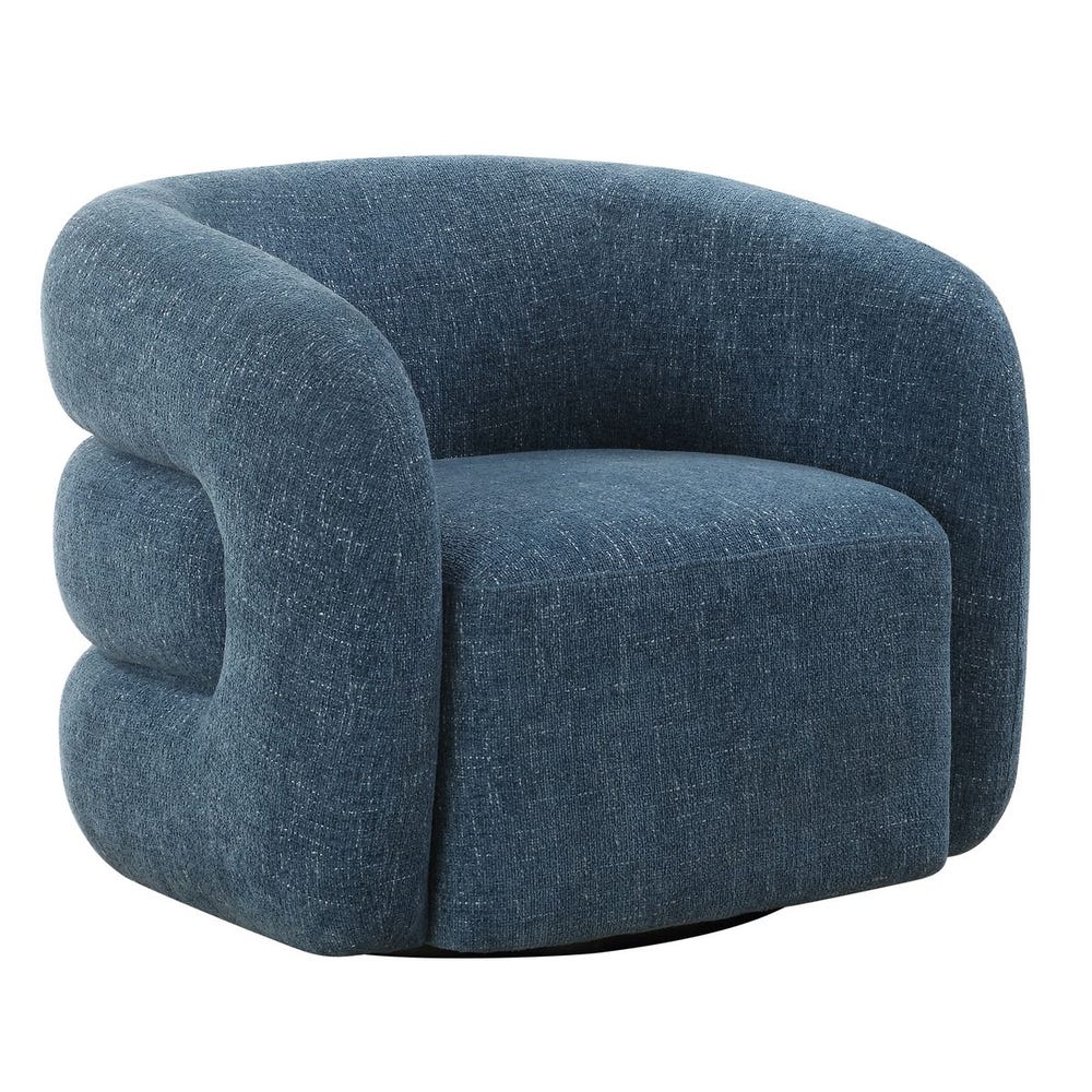 Uttermost Junie Blue Swivel Barrel Chair
