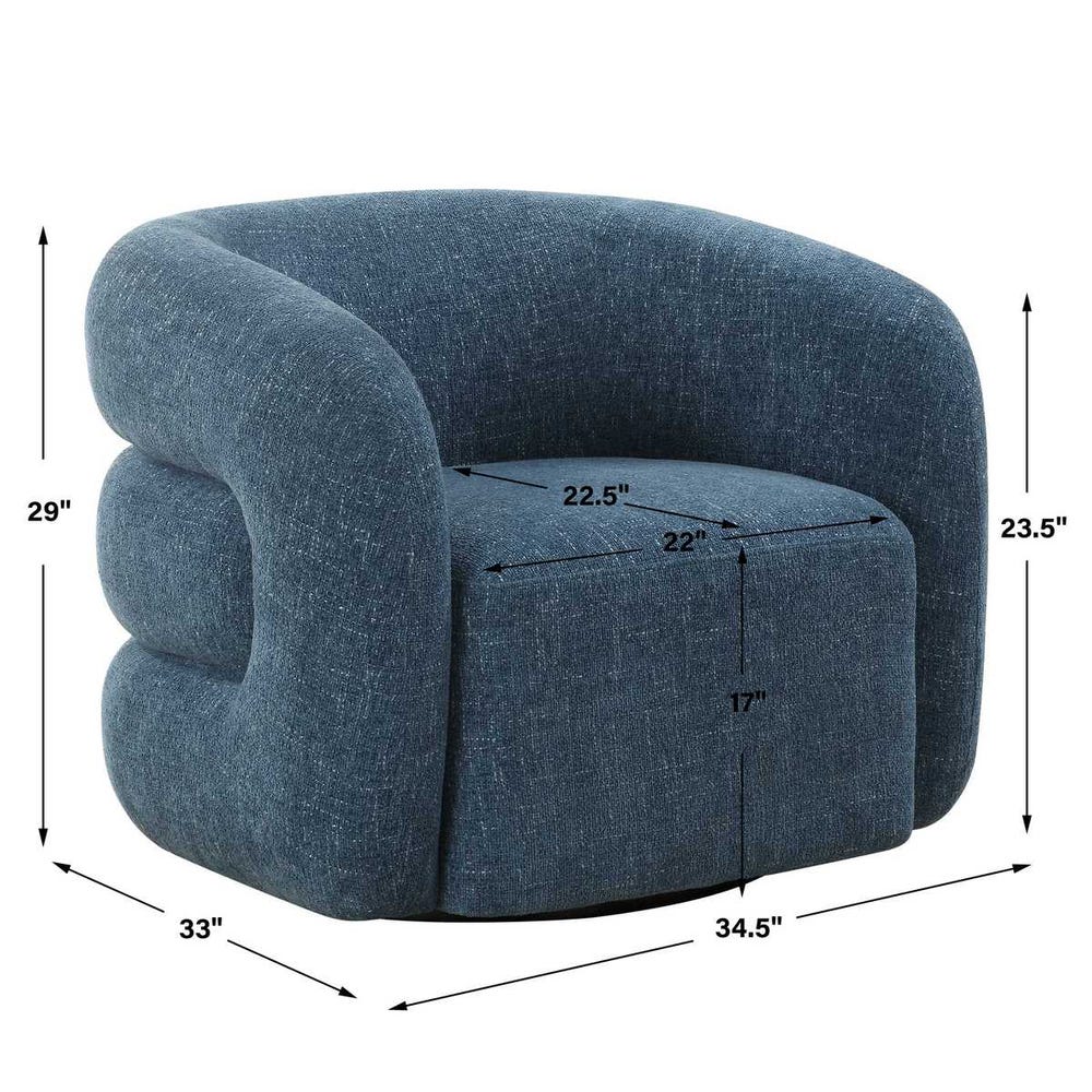 Uttermost Junie Blue Swivel Barrel Chair