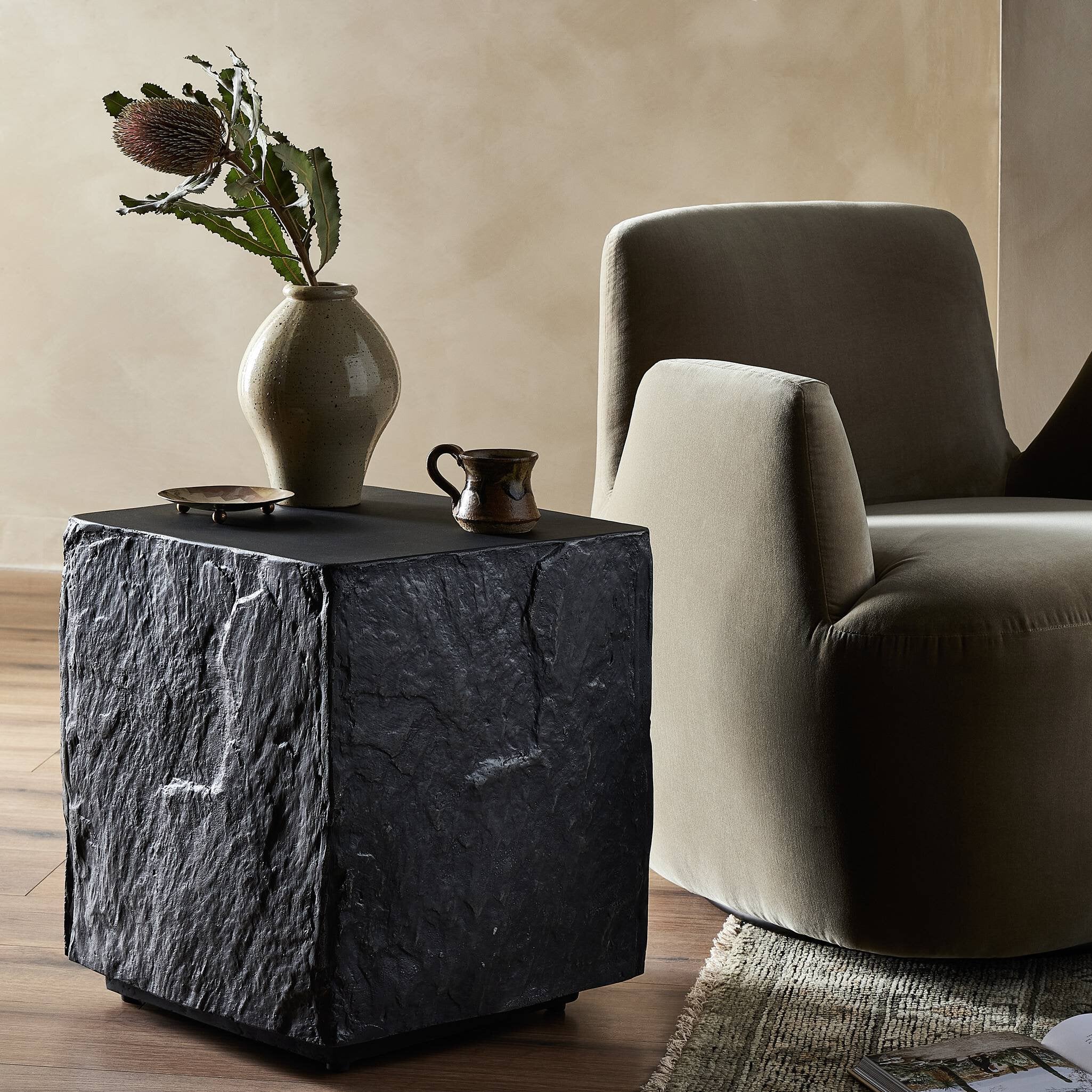 Lucius End Table - Smooth Black Concrete End Tables Four Hands     End Tables,https://www.oldbonesco.com,Mid Century Furniture, Furniture Sale, Old Bones Co, Mid Century Sale, Four Hands Furniture, Sale,Gus, Sale,Perigold Lucius End Table - Smooth Black Concrete End Tables Sale, Perigold Sale Lucius End Table - Smooth Black Concrete,Lucius End Table - Smooth Black Concrete Lulu and Georgia,Burke Decor Sale Lucius End Table - Smooth Black Concrete, open box furniture,Open Box Lucius End Table - Smooth Black 