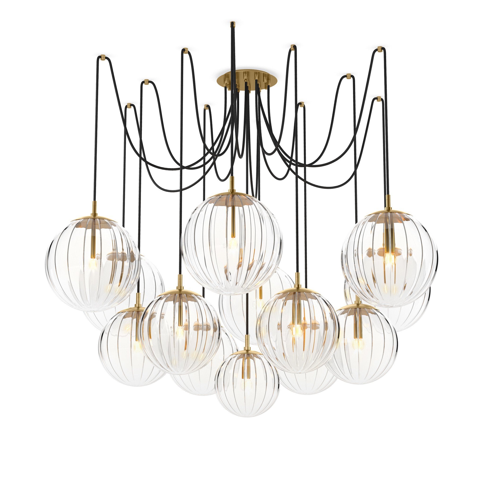 Spider Chandelier - Clear Ribbon Glass