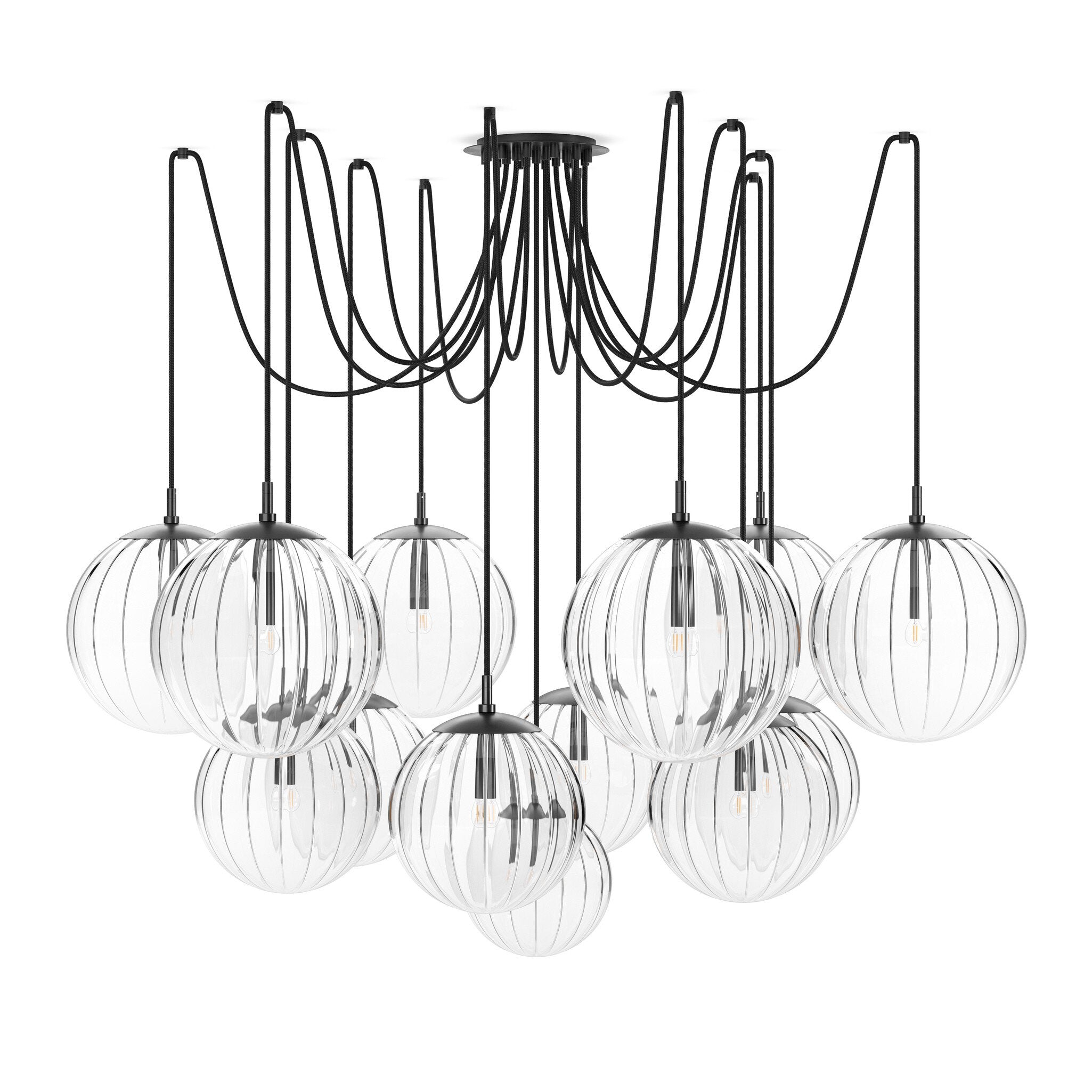 Spider Chandelier - Clear Ribbon Glass