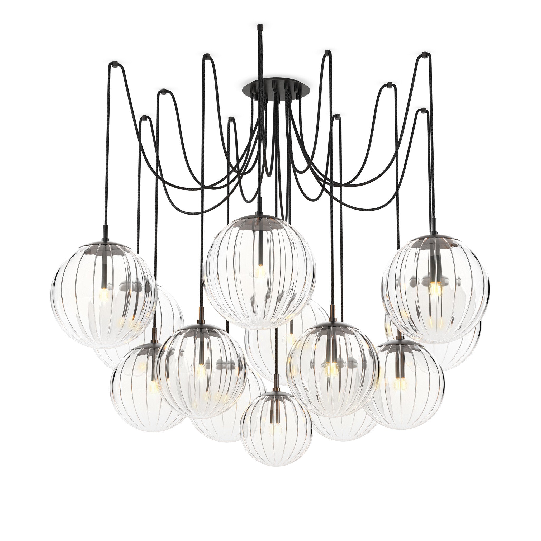 Spider Chandelier - Clear Ribbon Glass