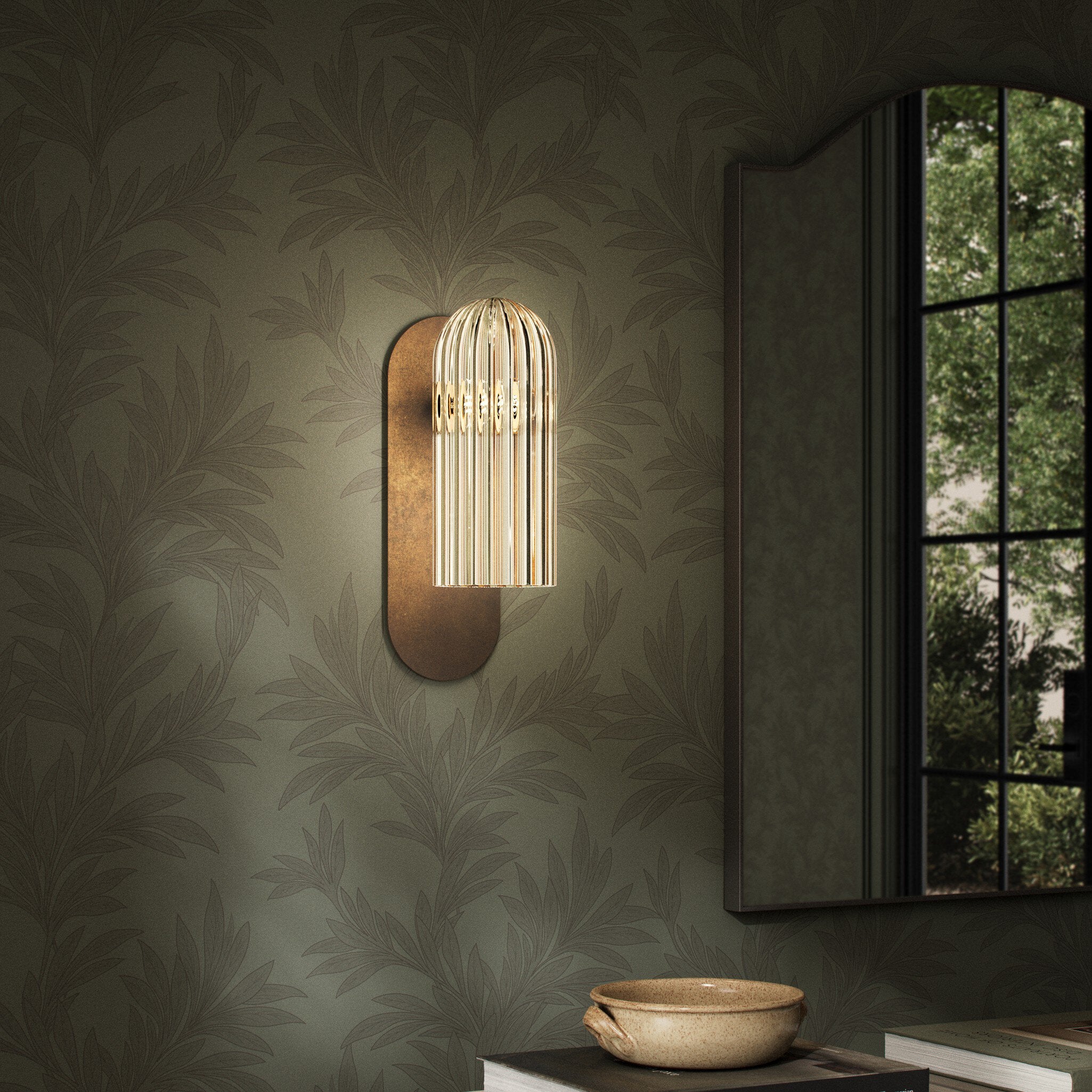 Odyssey Sconce - Clear Ribbon Glass