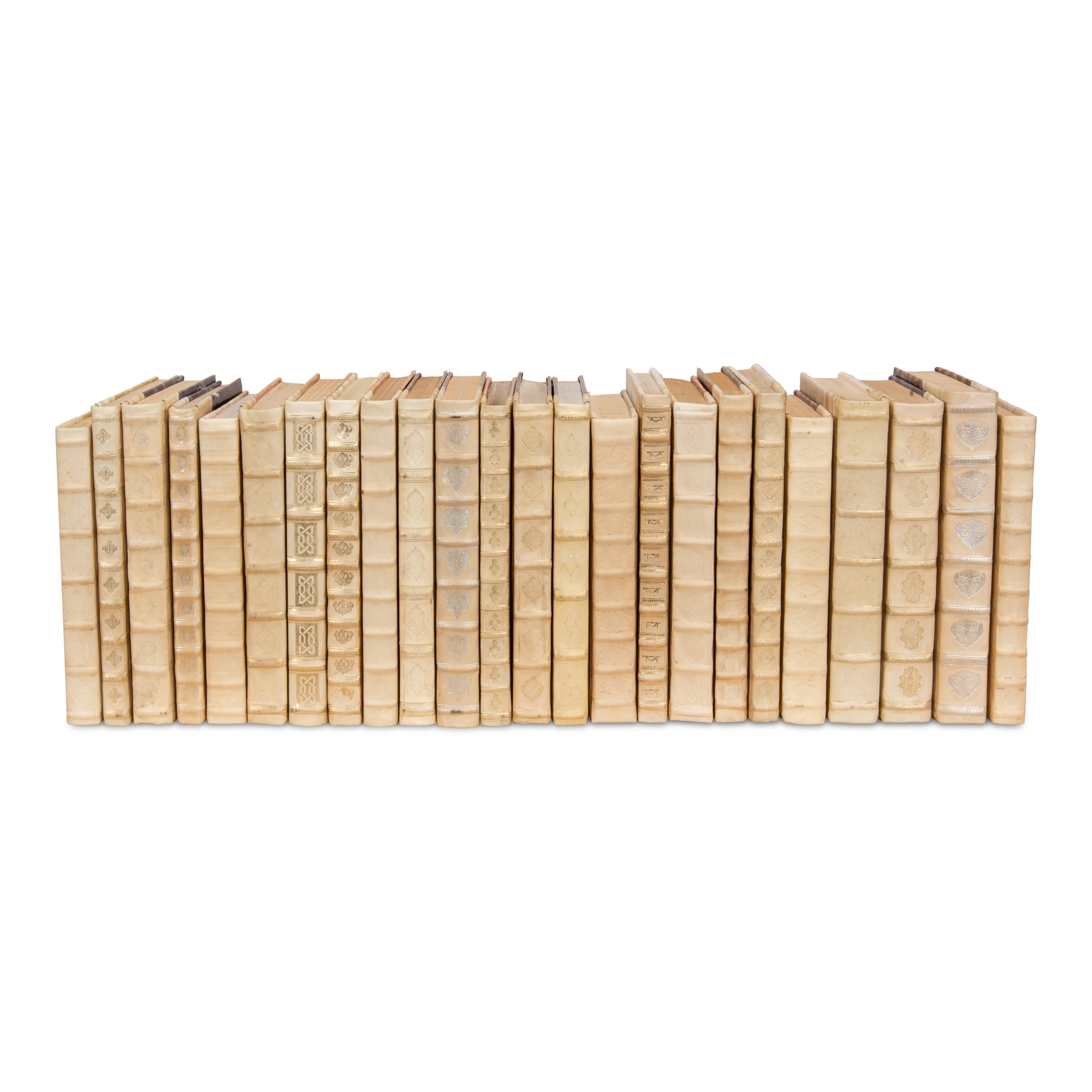 White Leather & Paper Books - Set of 24