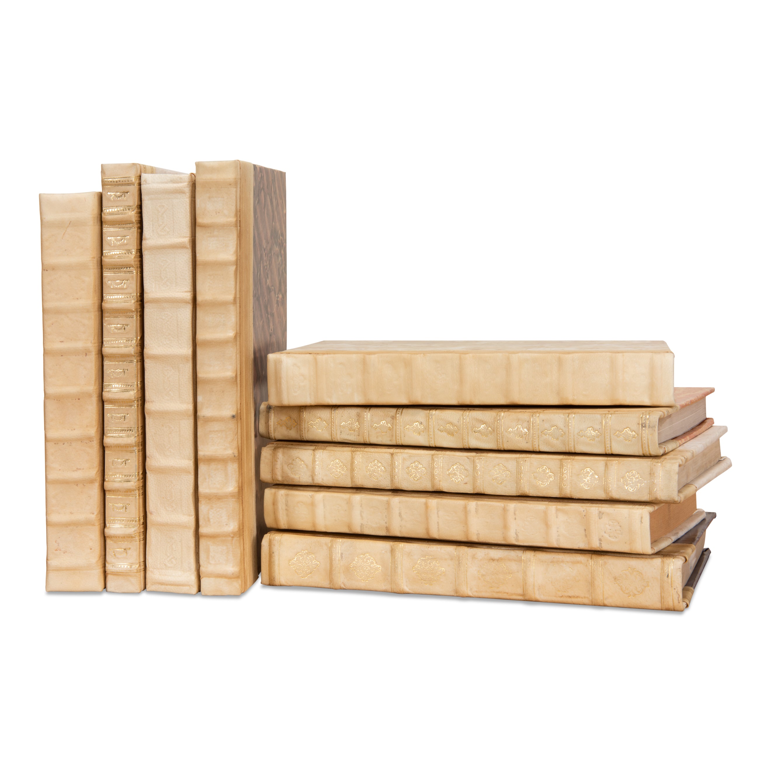 White Leather & Paper Books - Set of 24