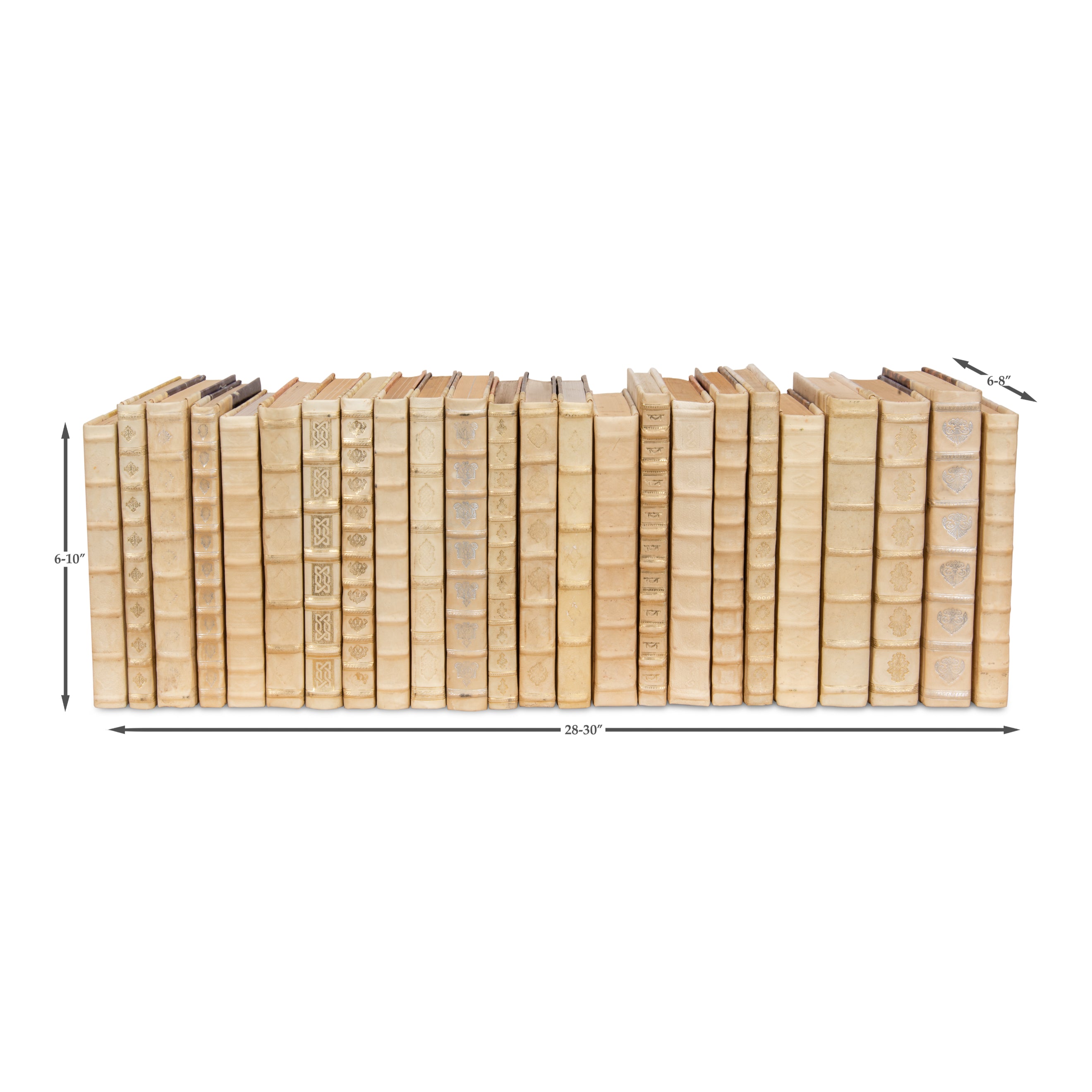 White Leather & Paper Books - Set of 24