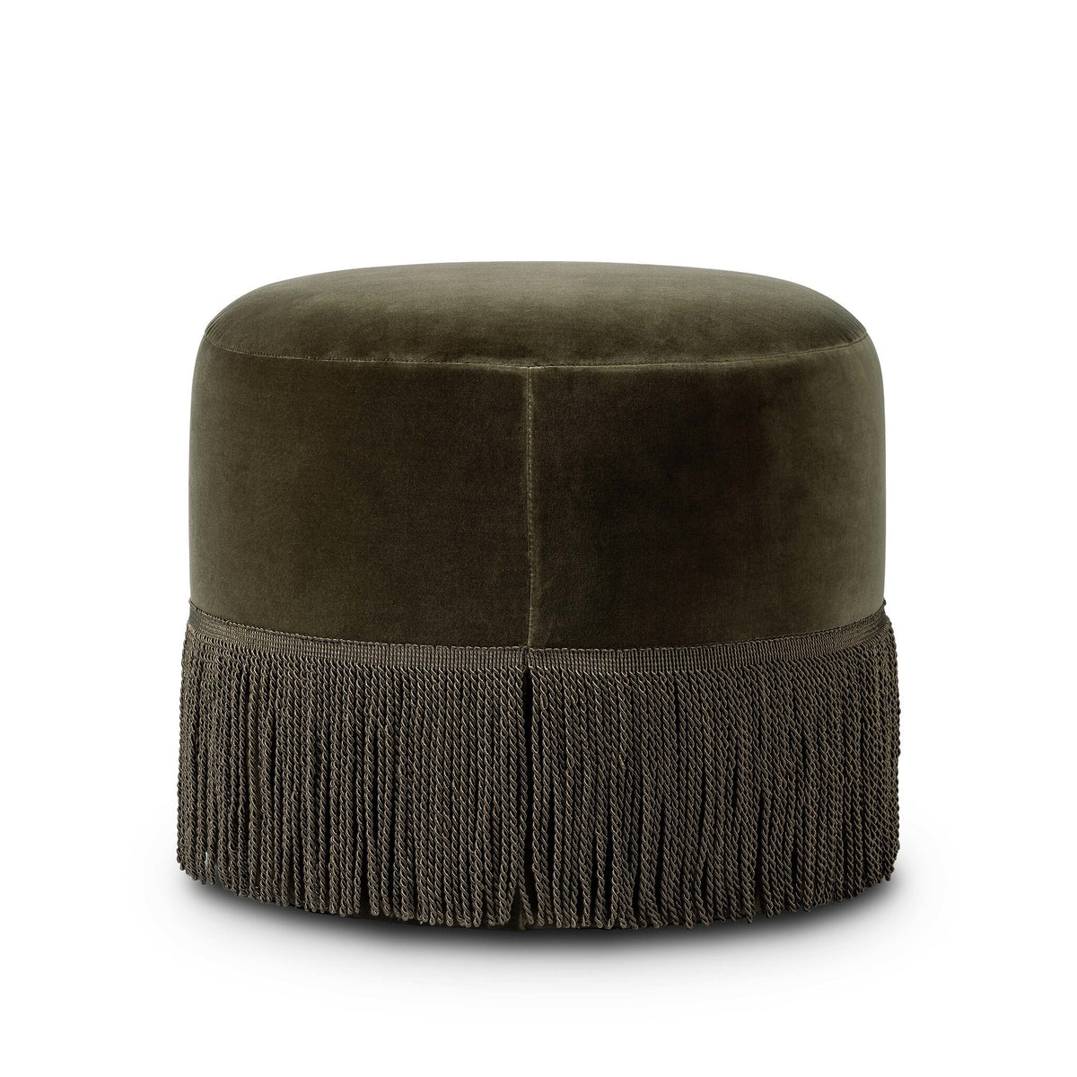 Sinclair Fringe Ottoman - Surrey Olive