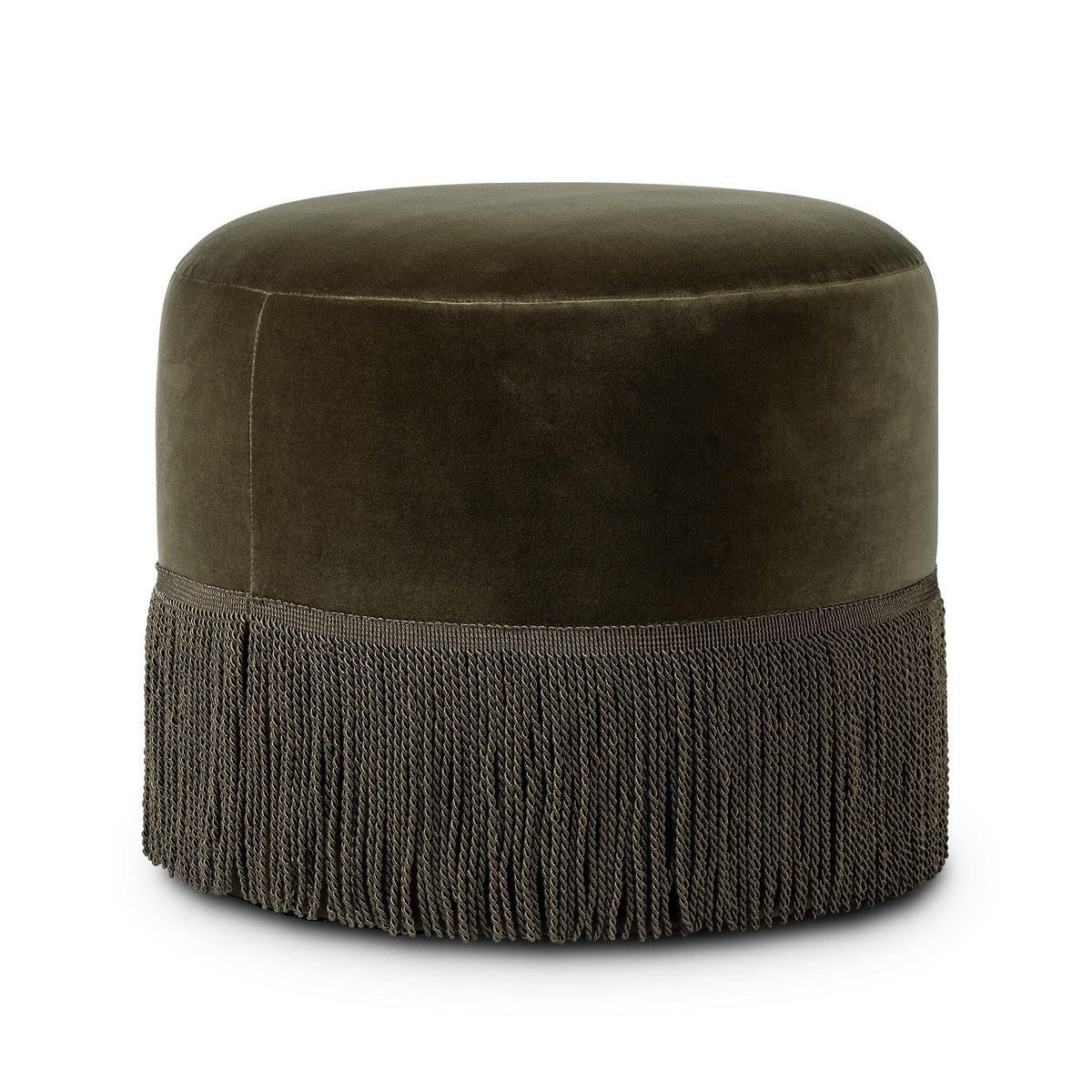 Sinclair Fringe Ottoman - Surrey Olive
