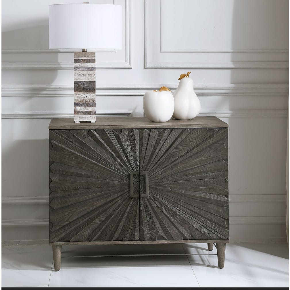 Uttermost Shield Gray Oak 2 Door Cabinet