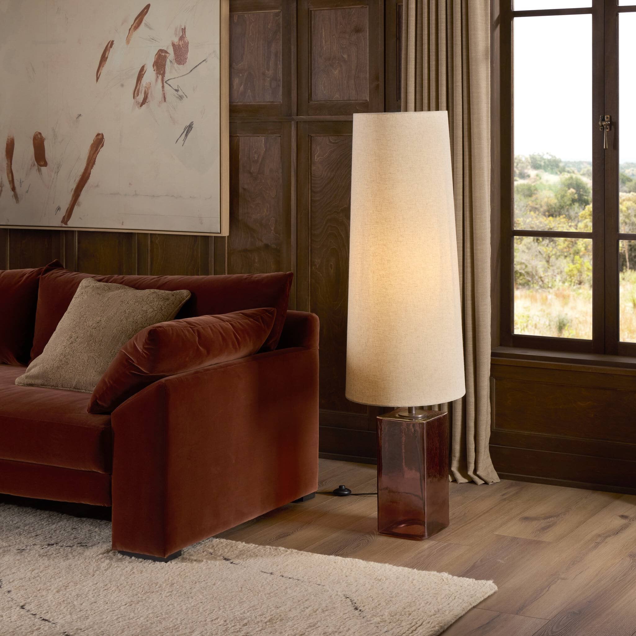 Saylor Floor Lamp - Brown Cast Glass