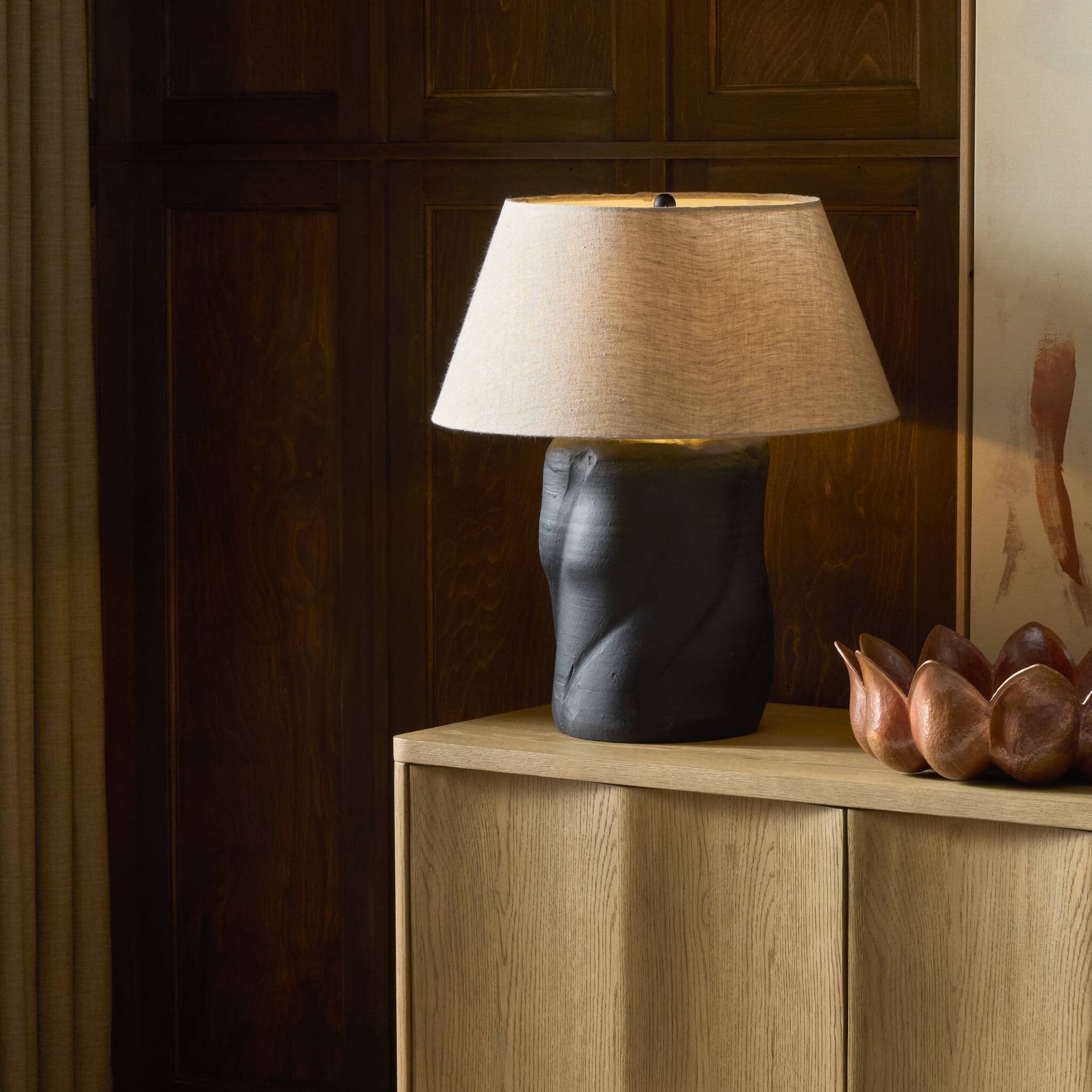 Bomba Table Lamp - Aged Black Terracotta