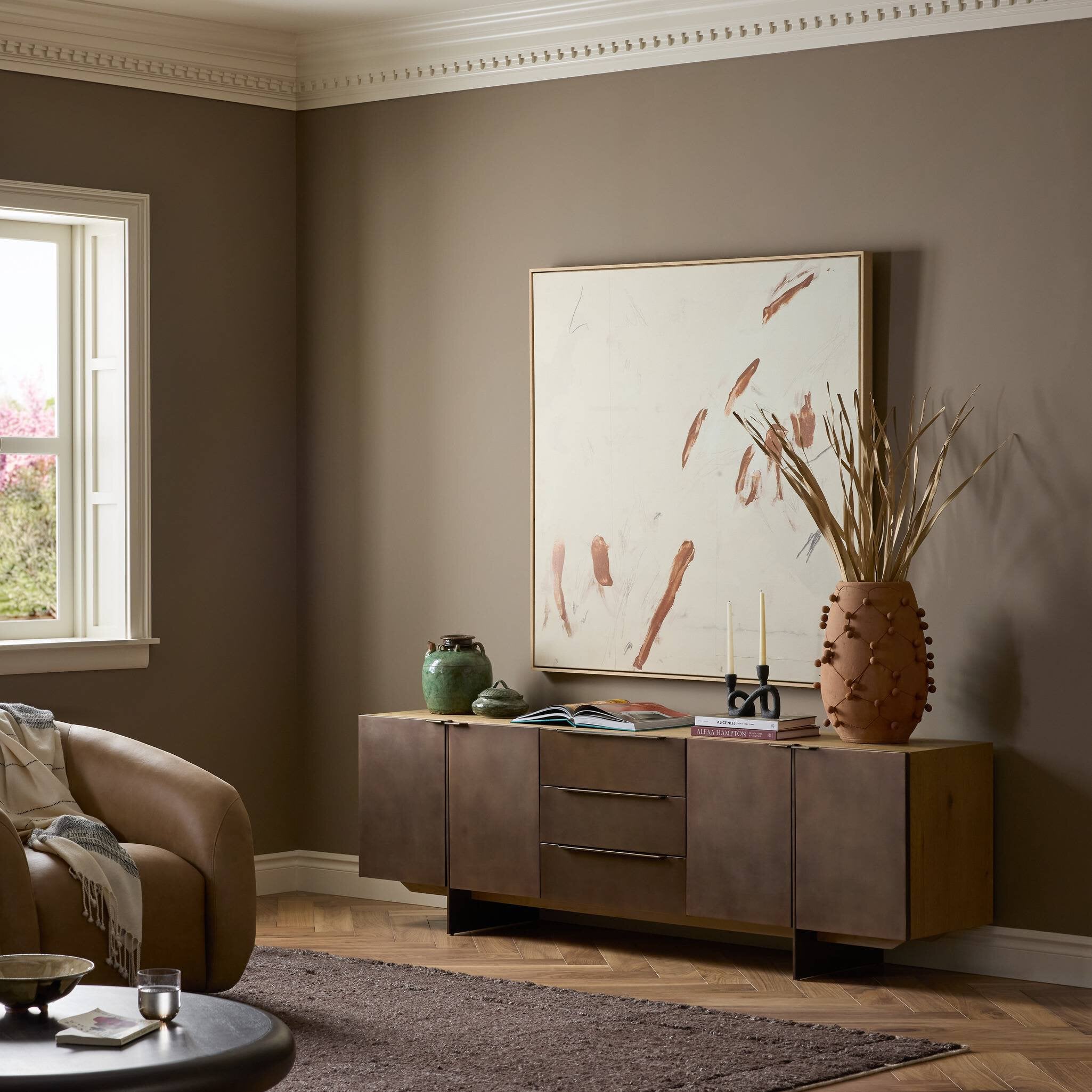 Aberdeen Media Console - Aged Smoked Oak Thin Veneer