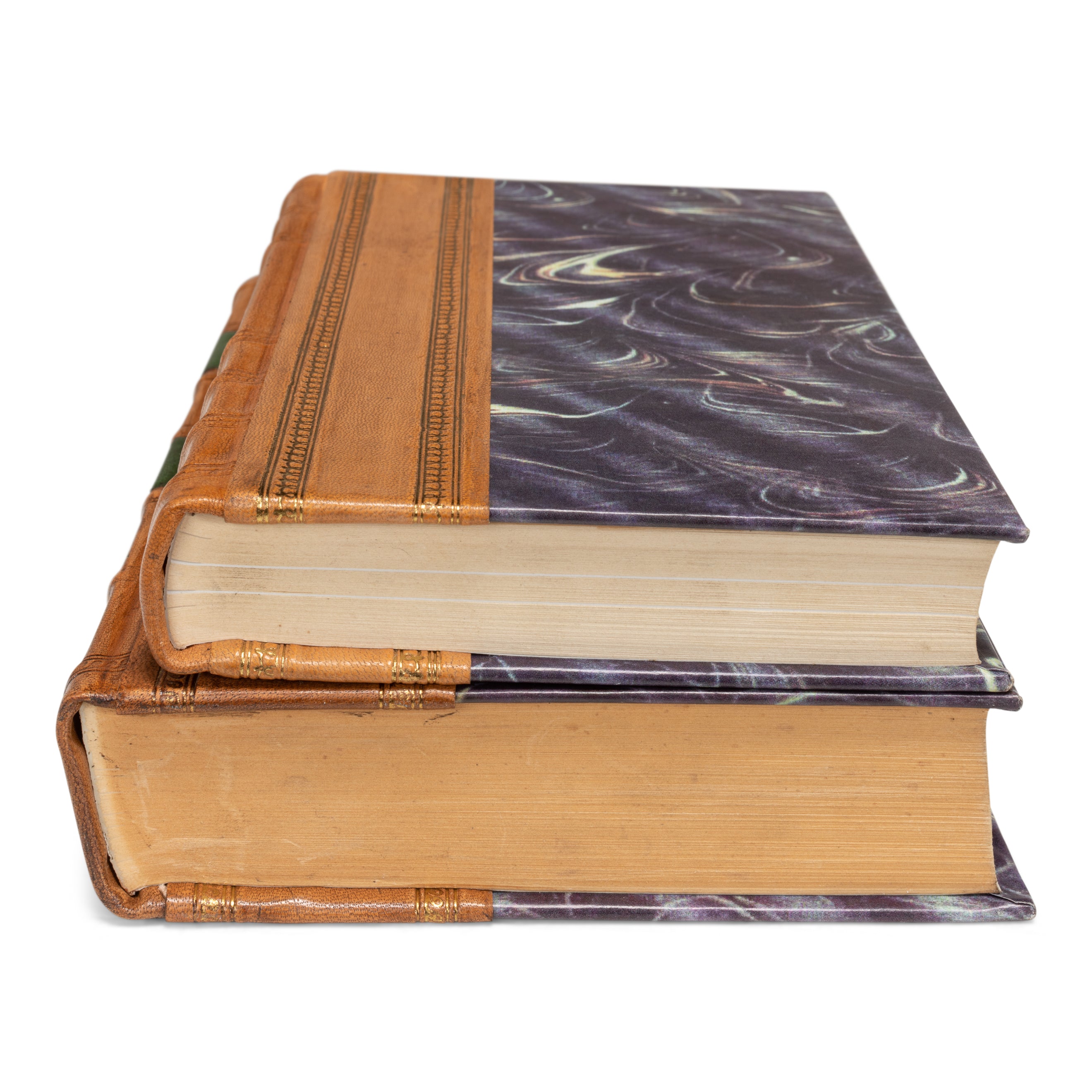 Faux Tan Leather Books - Set of 24