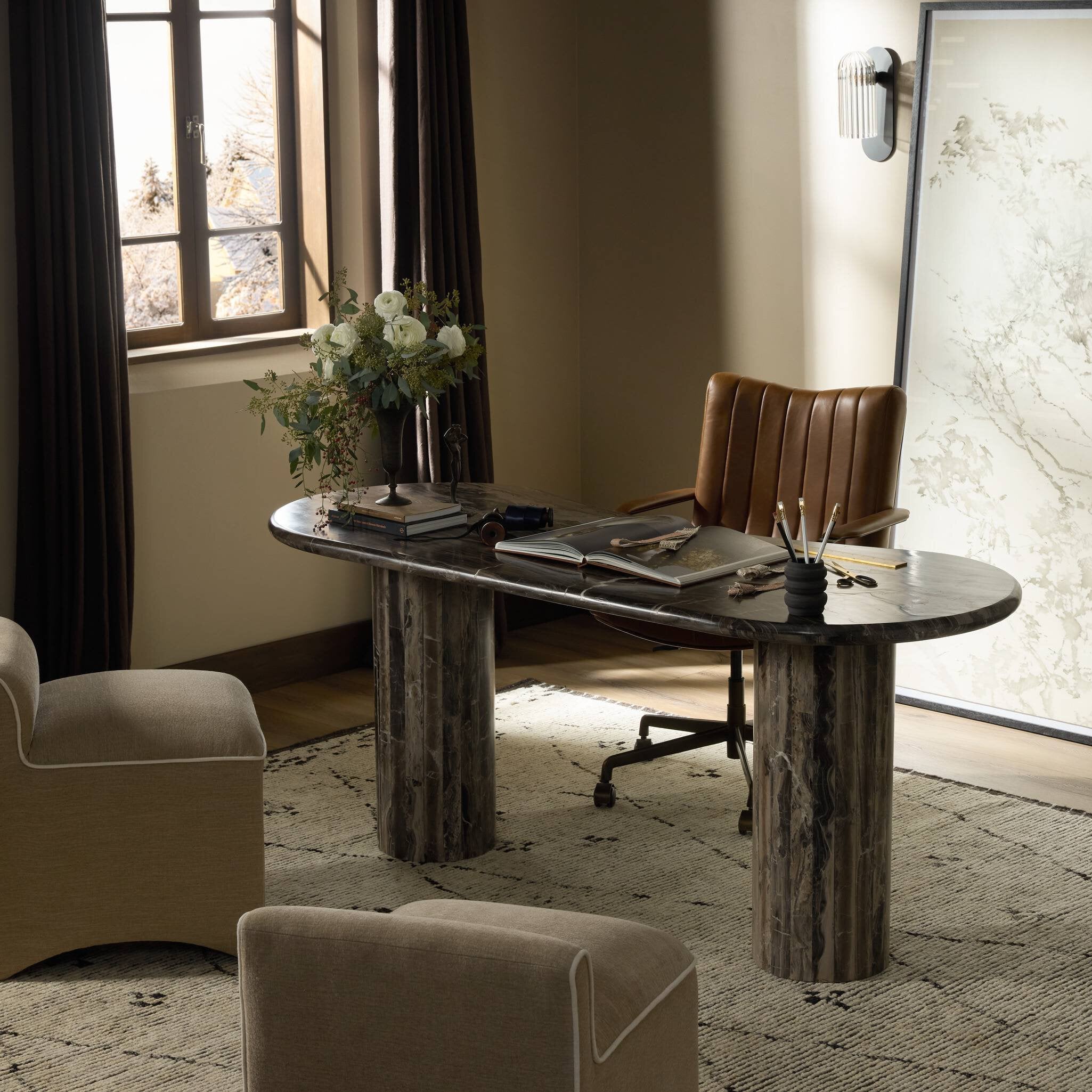 Ponce Desk - Rocky Brown Marble
