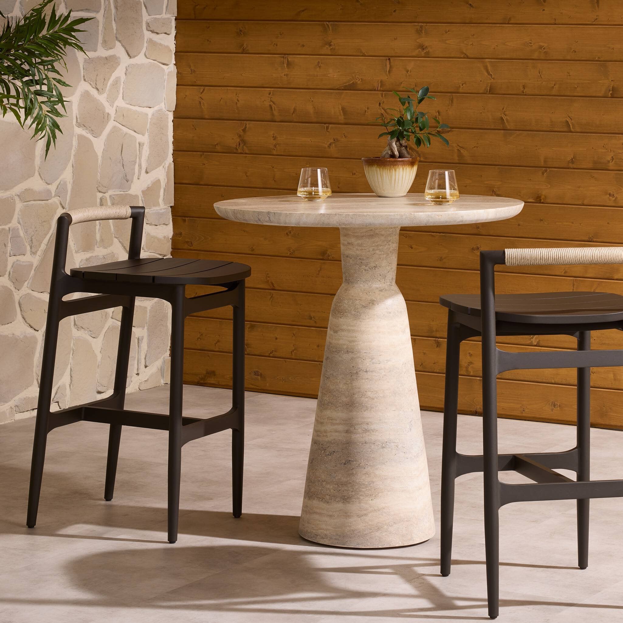 Baden Outdoor Metal Bar Stool - Vintage White