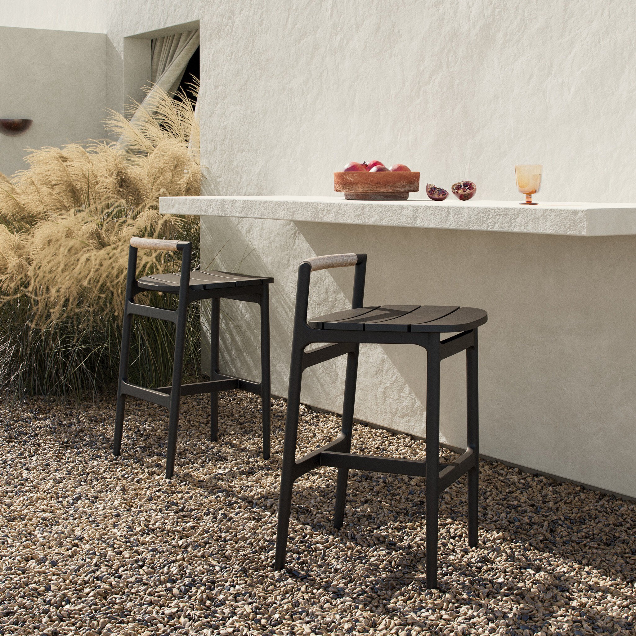 Baden Outdoor Metal Bar Stool - Vintage White