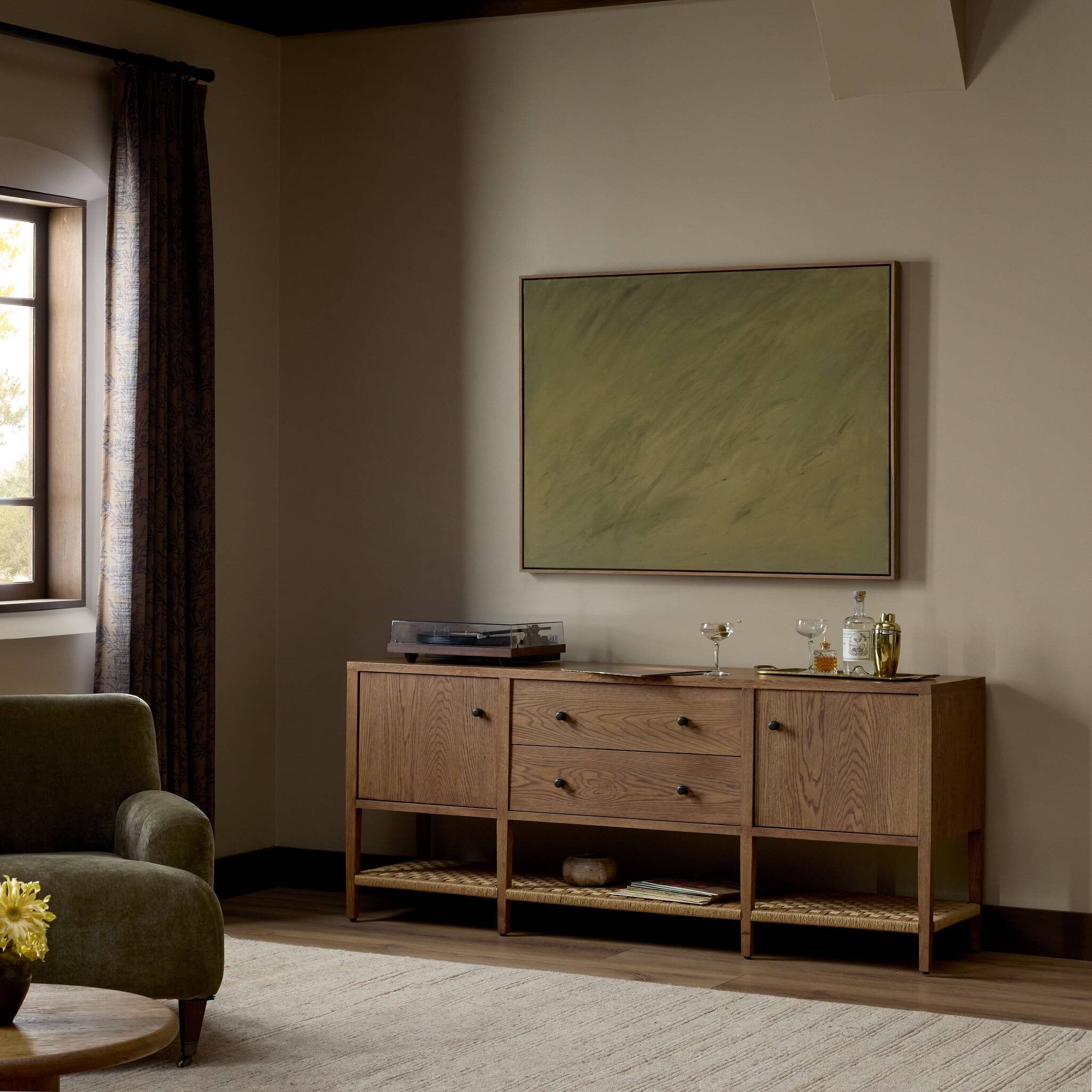 Kenzo Media Console - Warm Natural Oak Veneer
