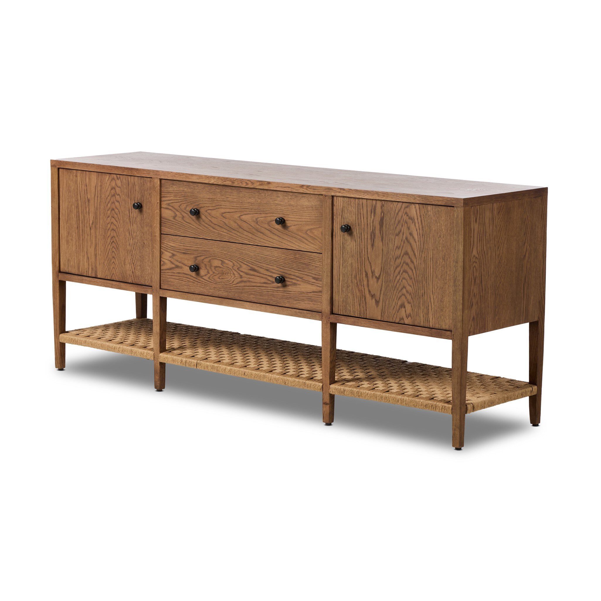 Kenzo Media Console - Warm Natural Oak Veneer