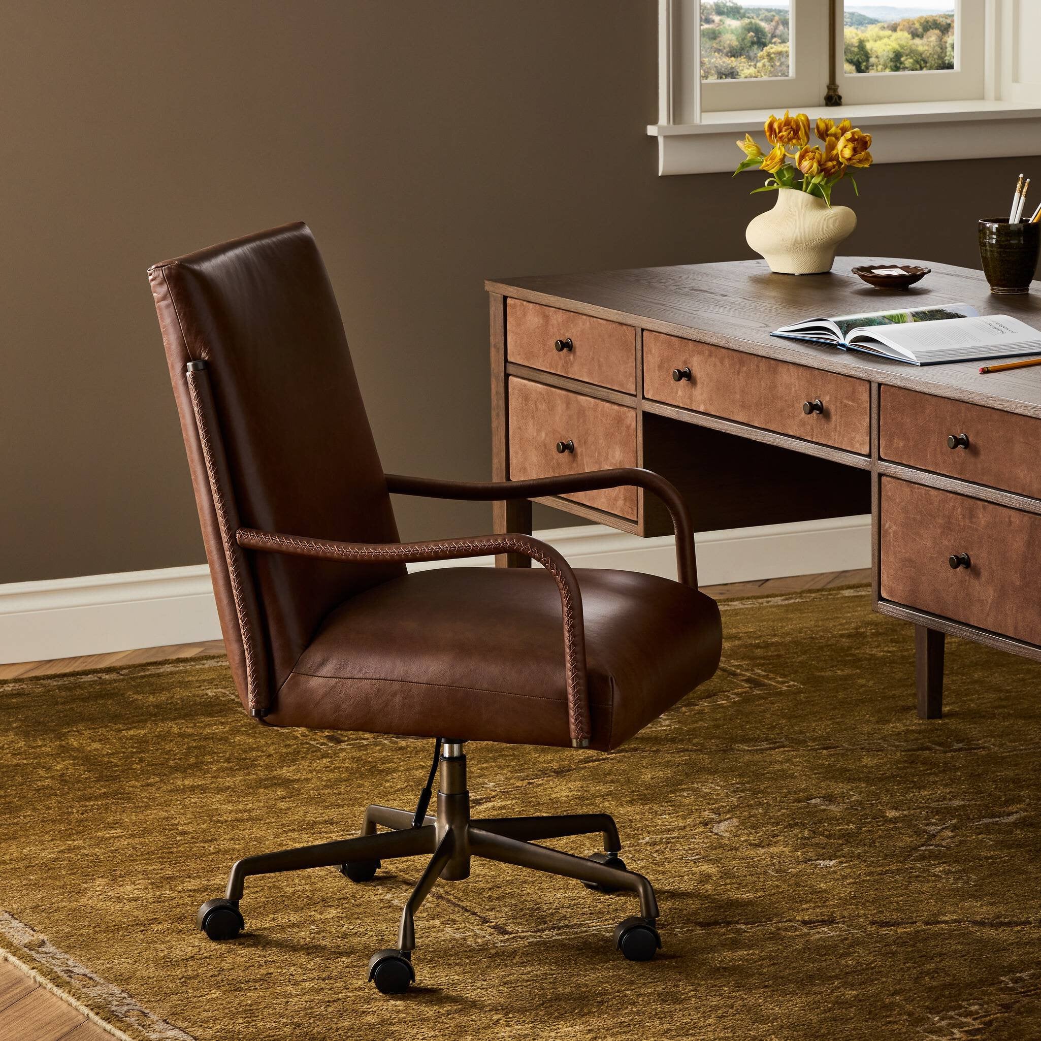 Quill Desk Chair - Havana Brown