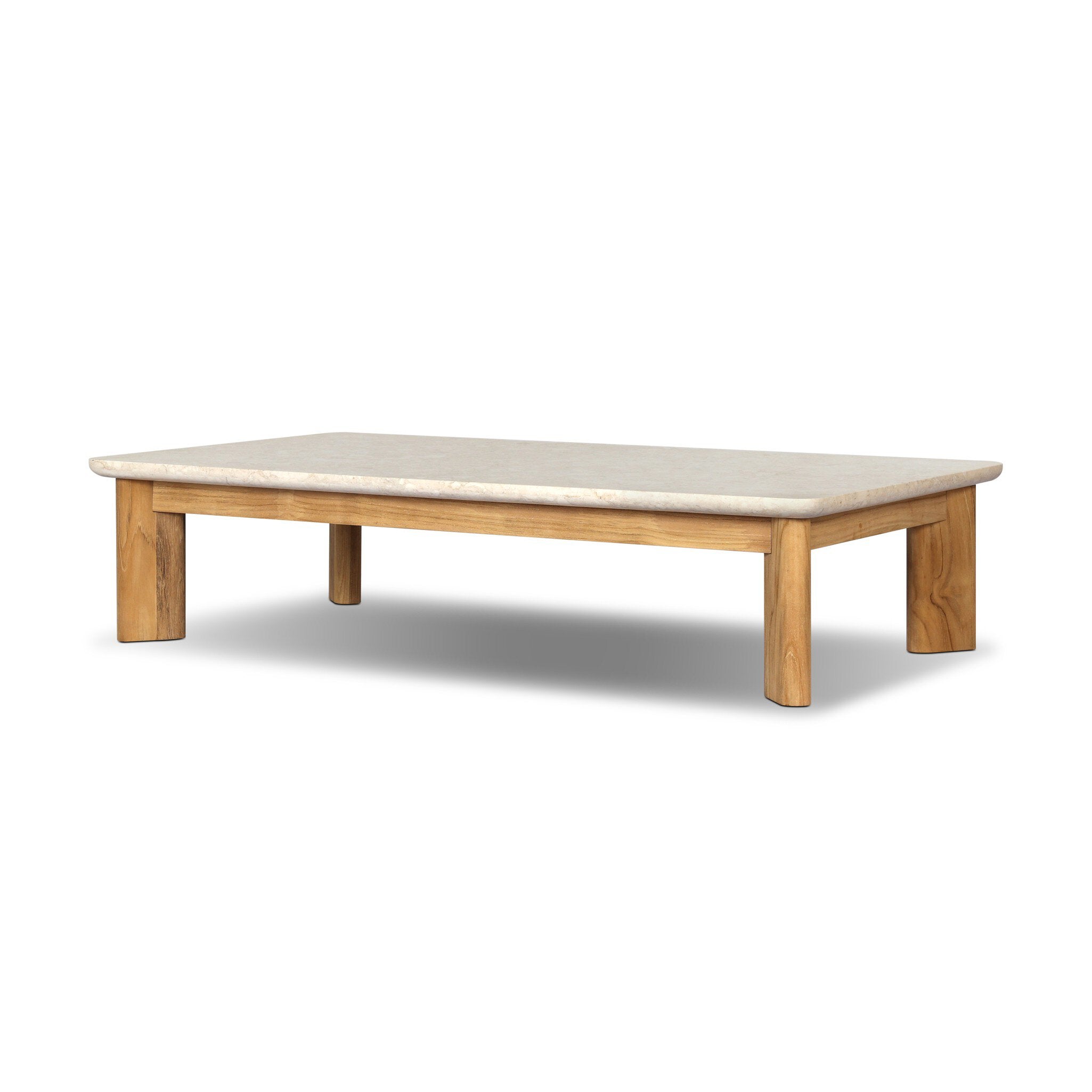 Sterling Outdoor Stone Coffee Table - Beige Fossil Travertine