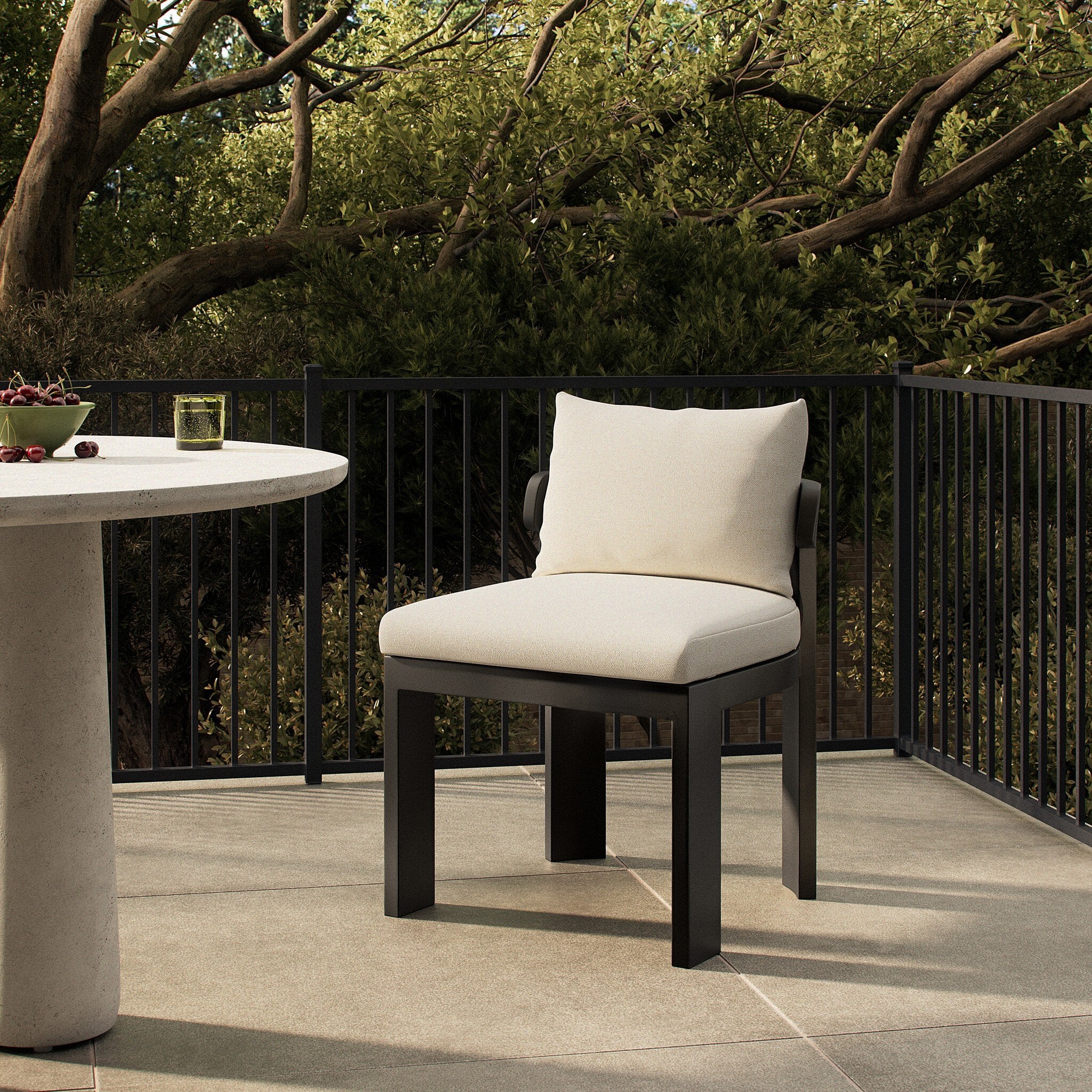 Jackson Outdoor Armless Metal Dining Chair - Alessi Linen