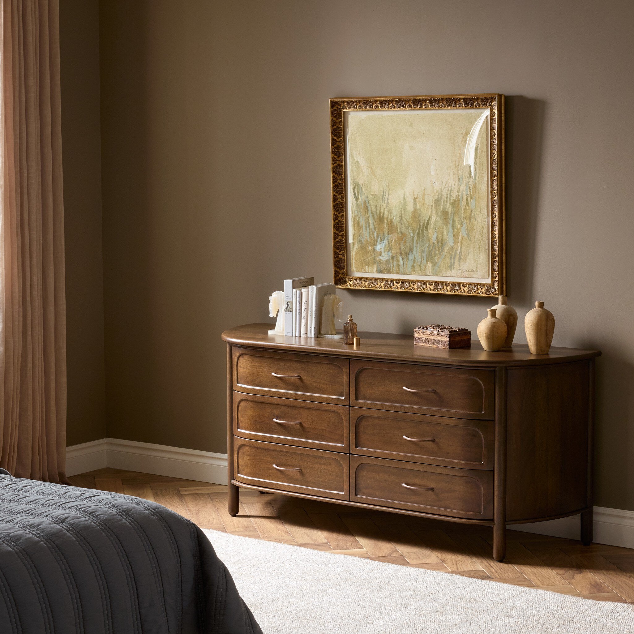 Divion 6 Drawer Dresser - Warm Brown Mango