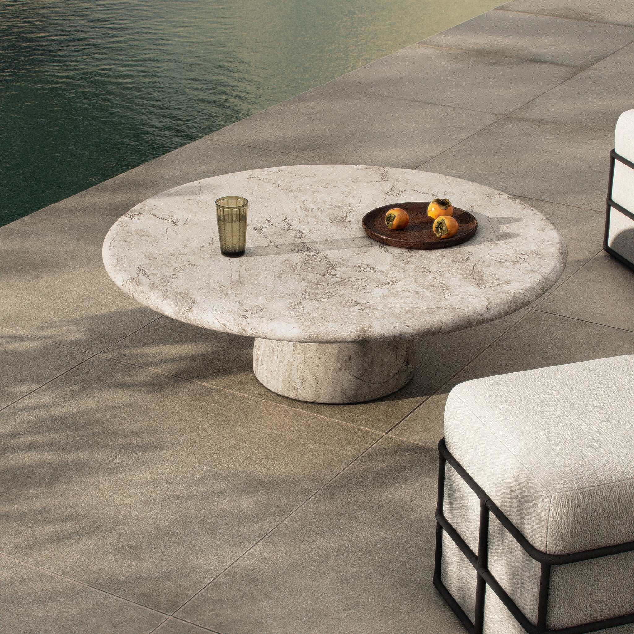 Cornelia Outdoor Coffee Table - Natural Veined Concrete