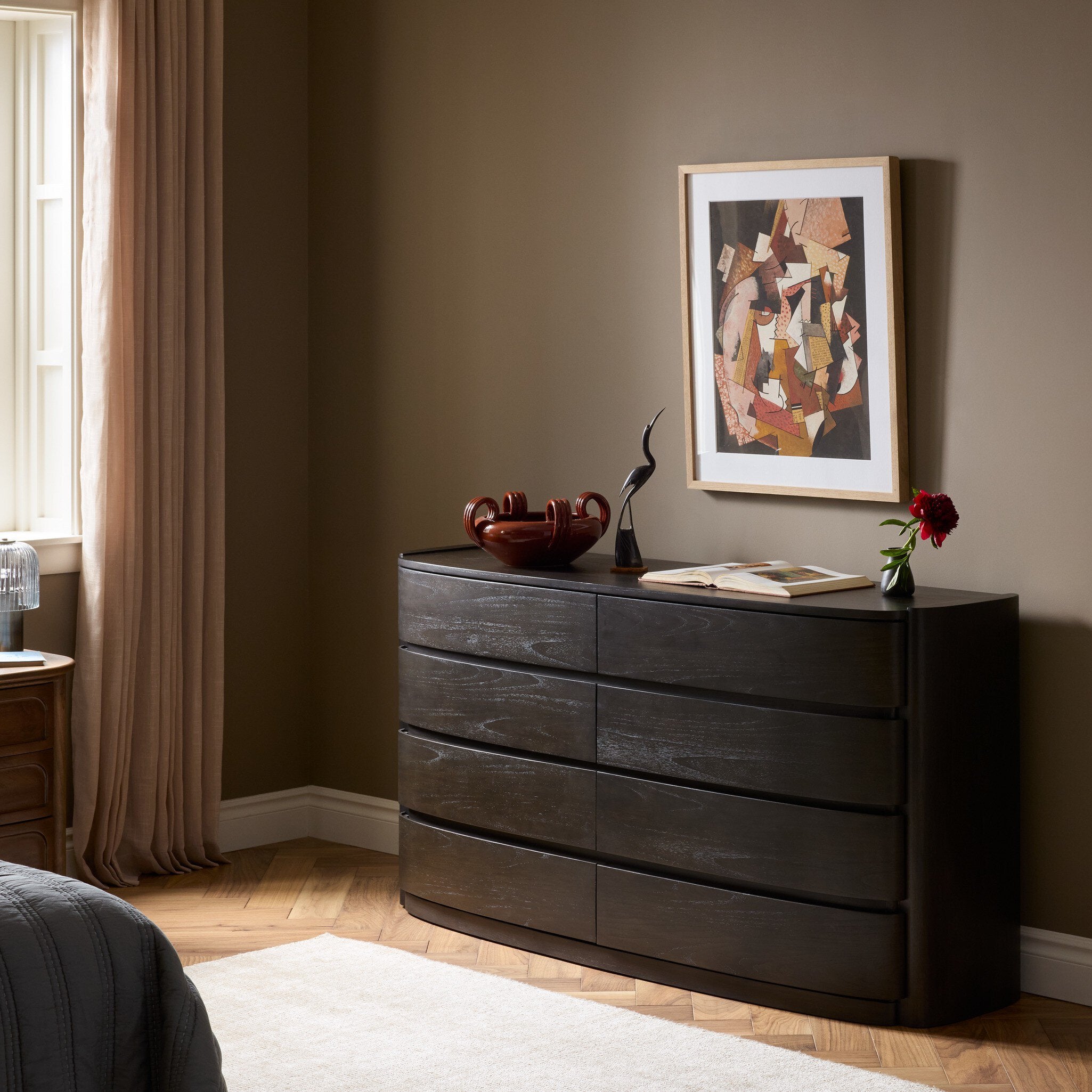 Greer 8 Drawer Dresser - Smoked Black Sungkai
