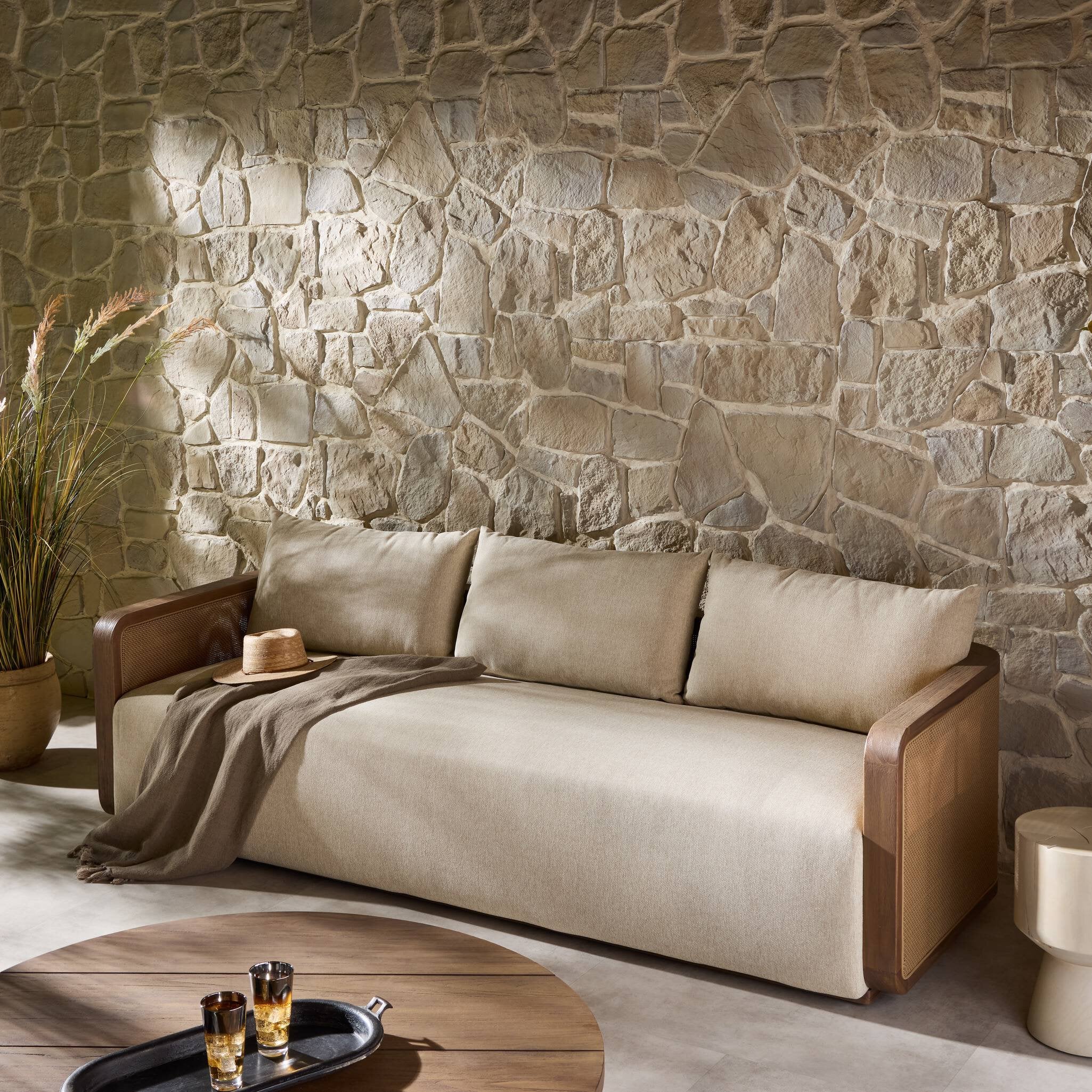 Reiner 96" Outdoor Sofa - Ellor Beige