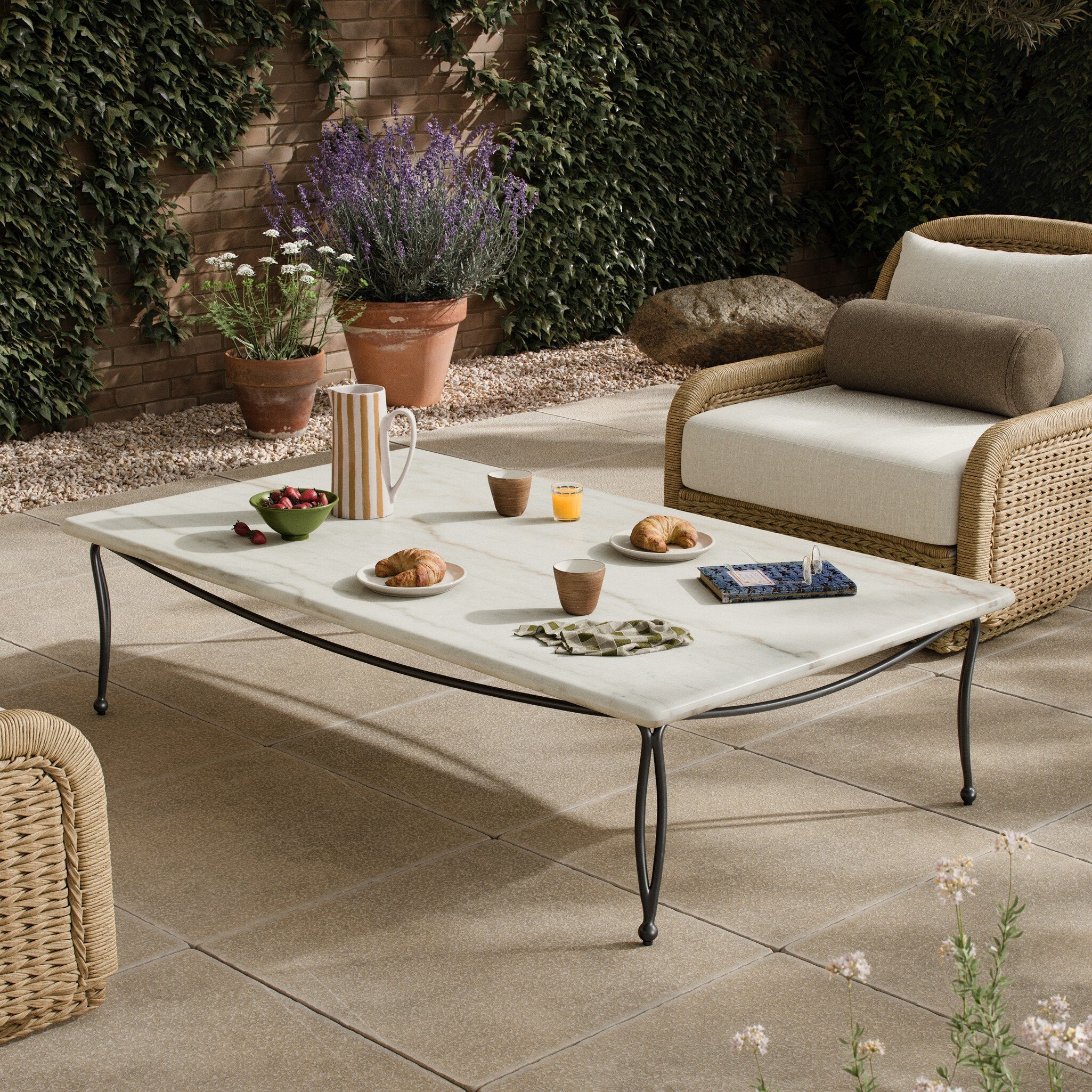 Idalia Outdoor Coffee Table - White Marble