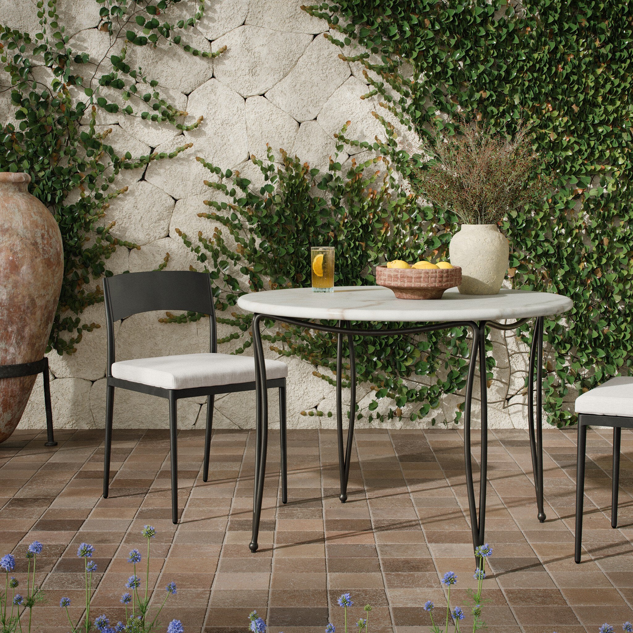 Idalia 42" Outdoor Dining Table - White Marble
