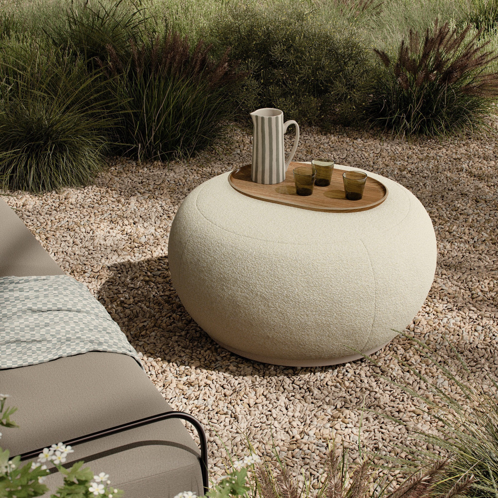 Chip Outdoor Ottoman - Jasper Natural