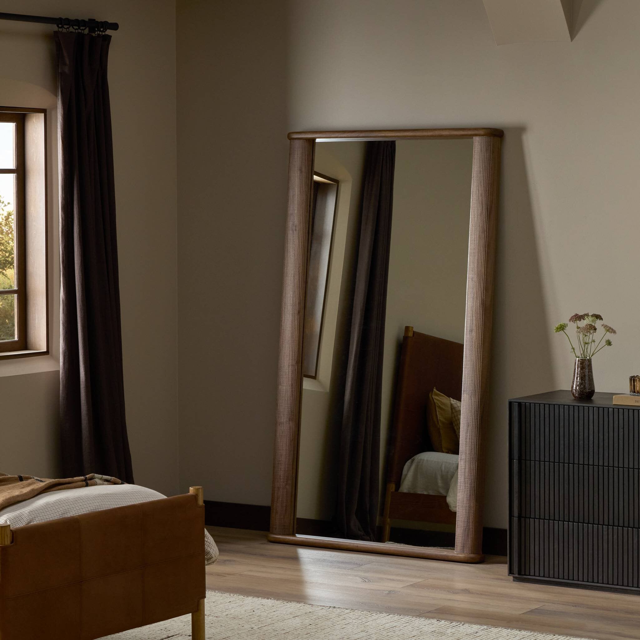 Quinley Floor Mirror - Weathered Mango Solid