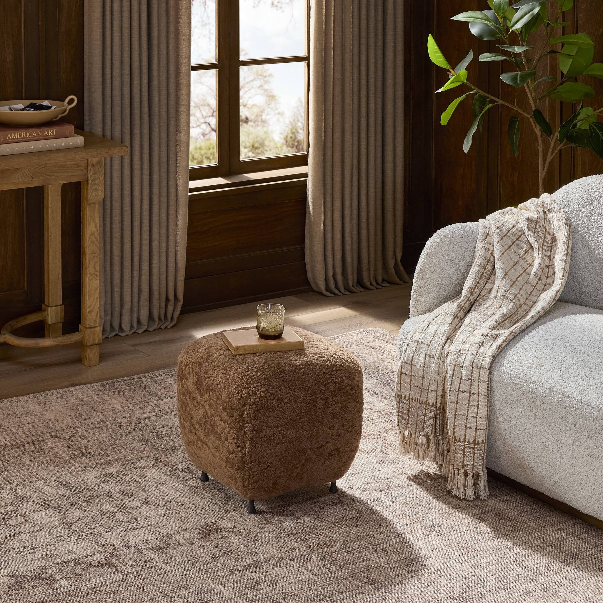 Joey Ottoman - Amber Shearling