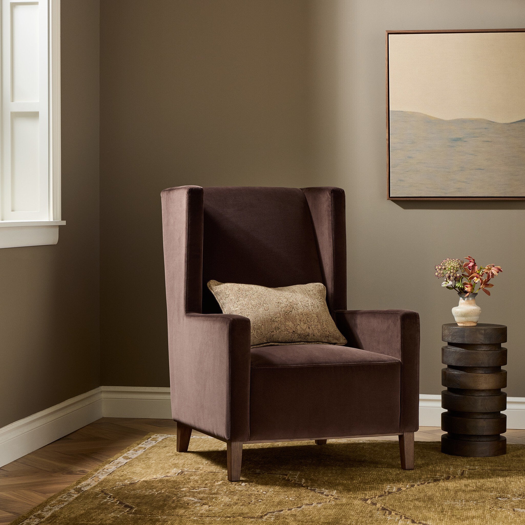 Savita Wing Chair - Surrey Cocoa