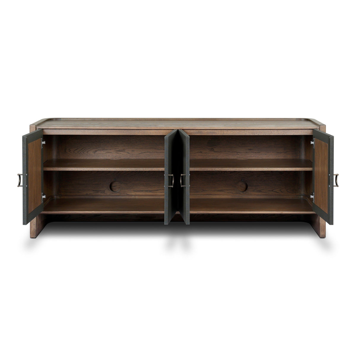 Kiran Media Console - Amber Oak Veneer by Four Hands, open view