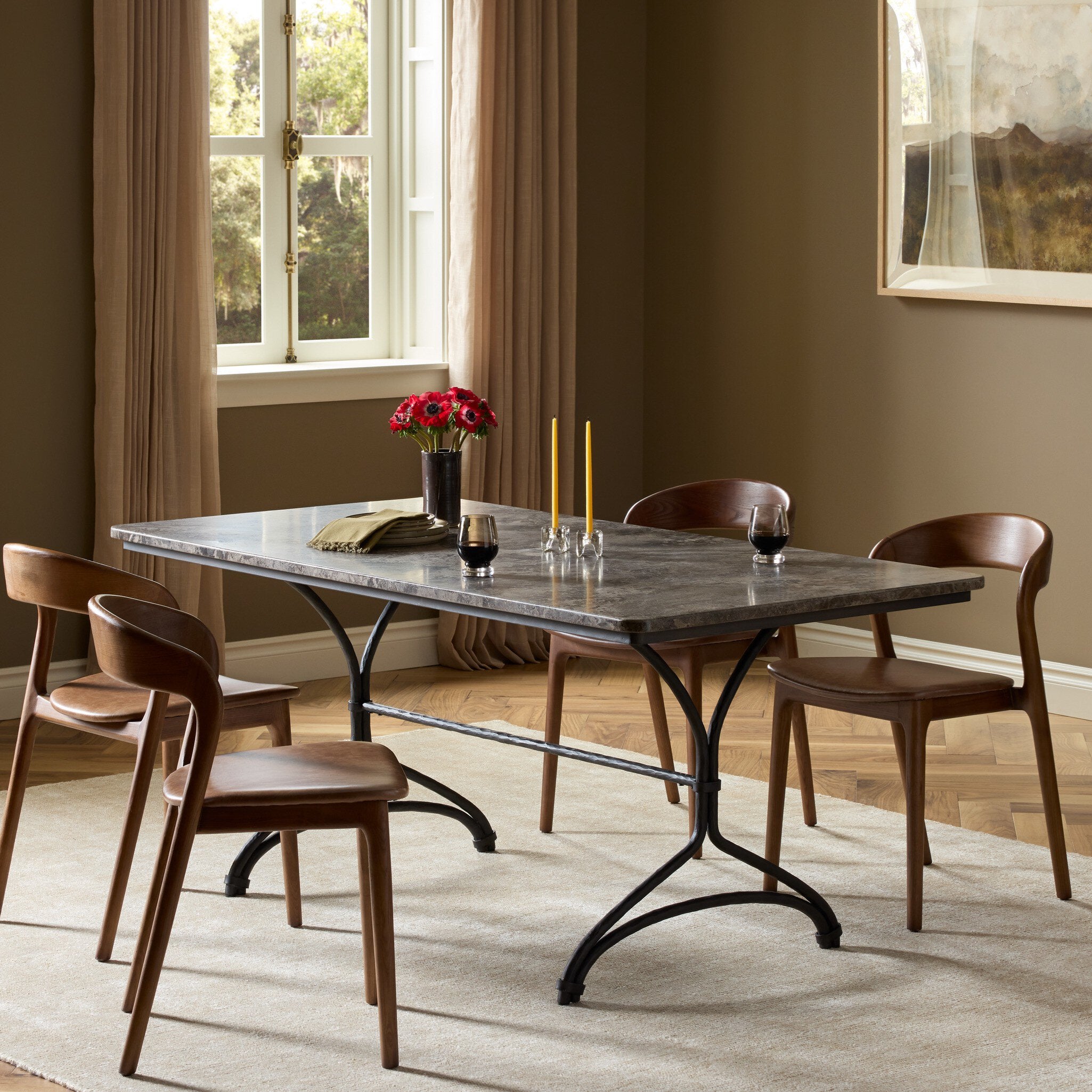 Nyssa Dining Table - Warm Grey Marble