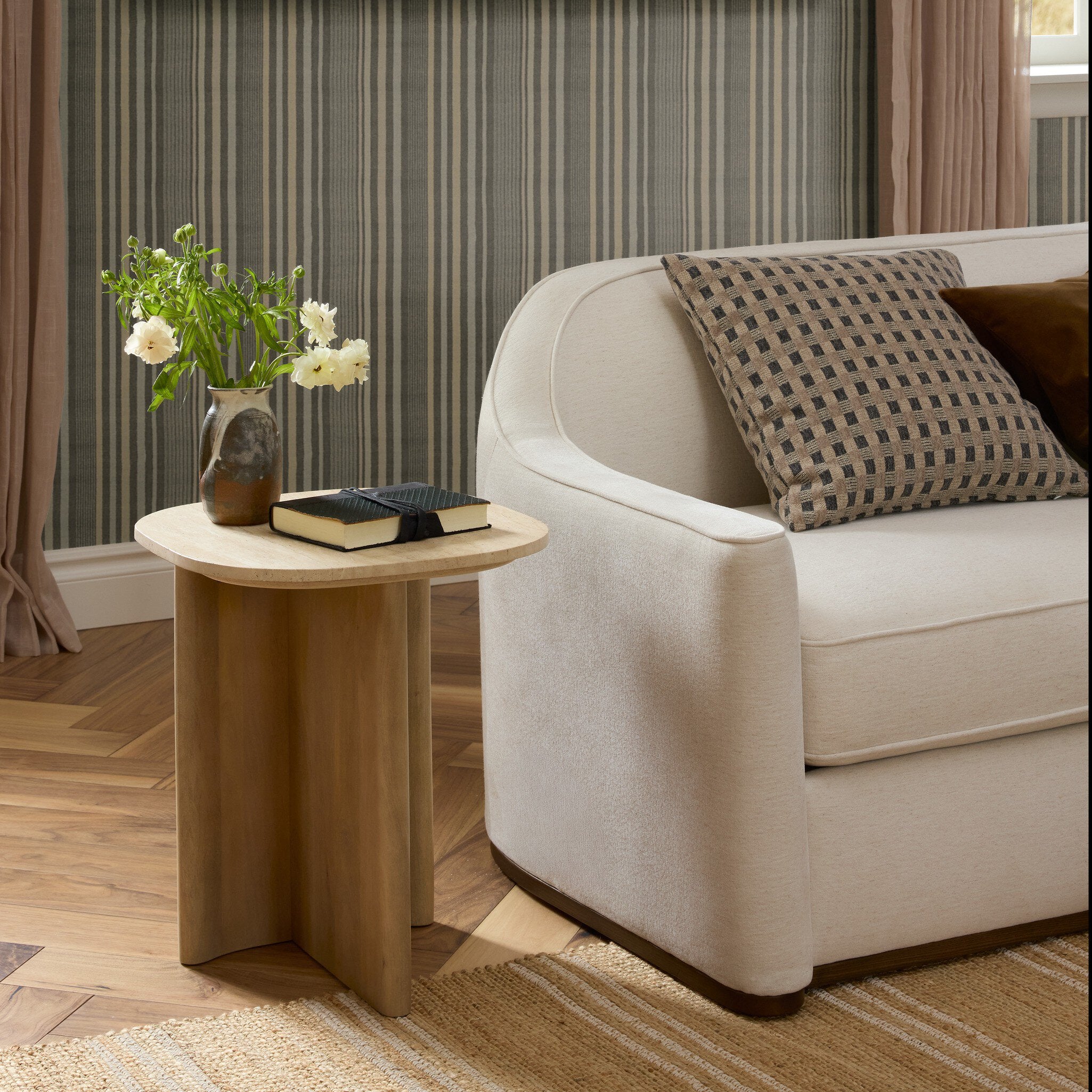 Christopher End Table - Taupe Travertine