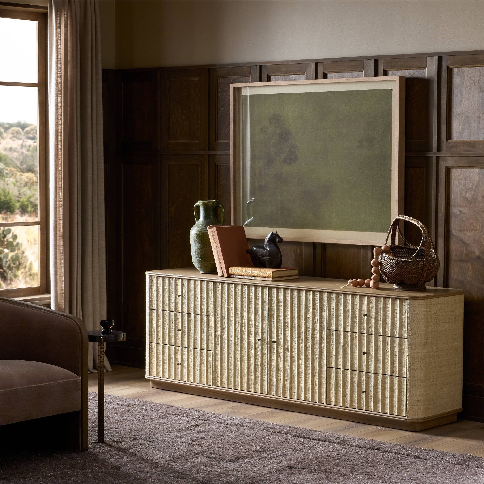 Meyer Media Console - Natural Fleck Raffia